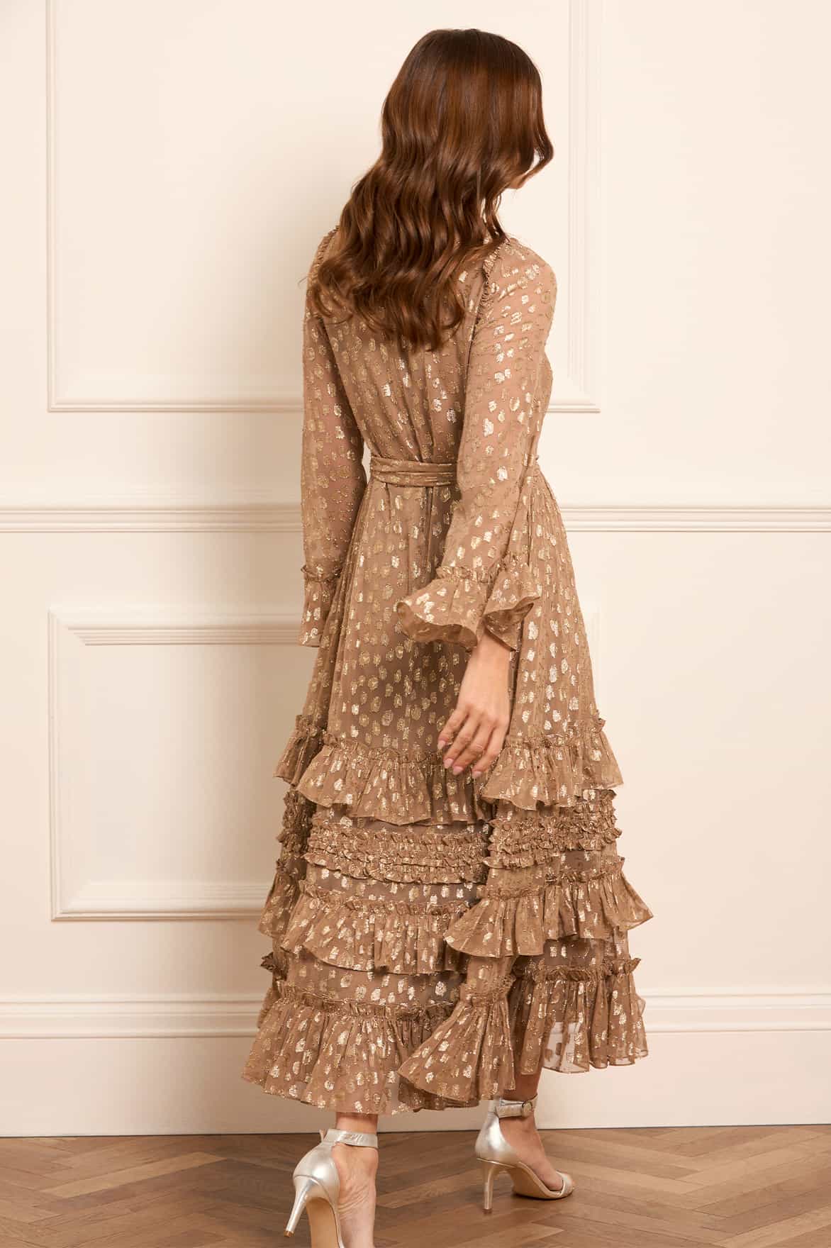 Odelle Lurex Round Neck Ankle Gown - Image 6