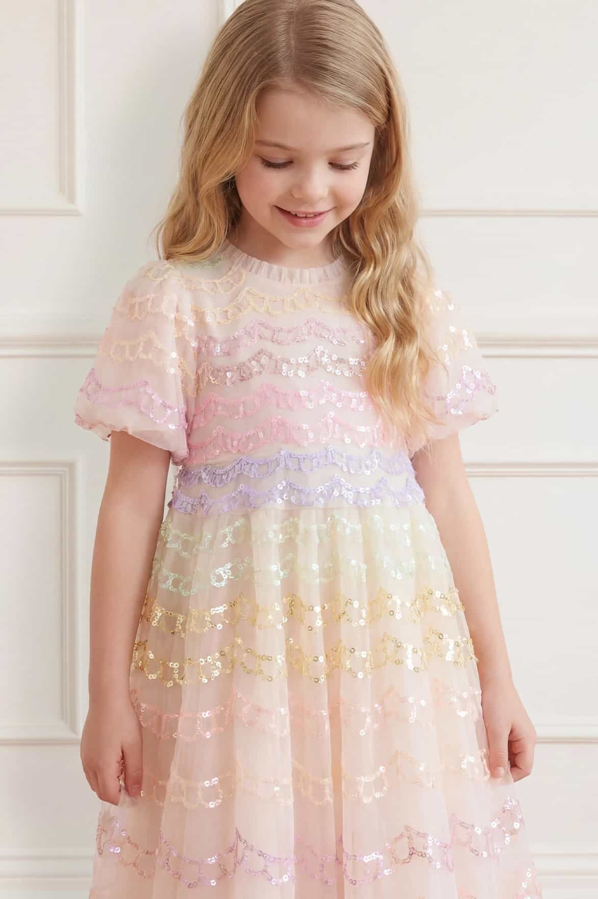 Ombre Scallop Kids Dress - Image 3