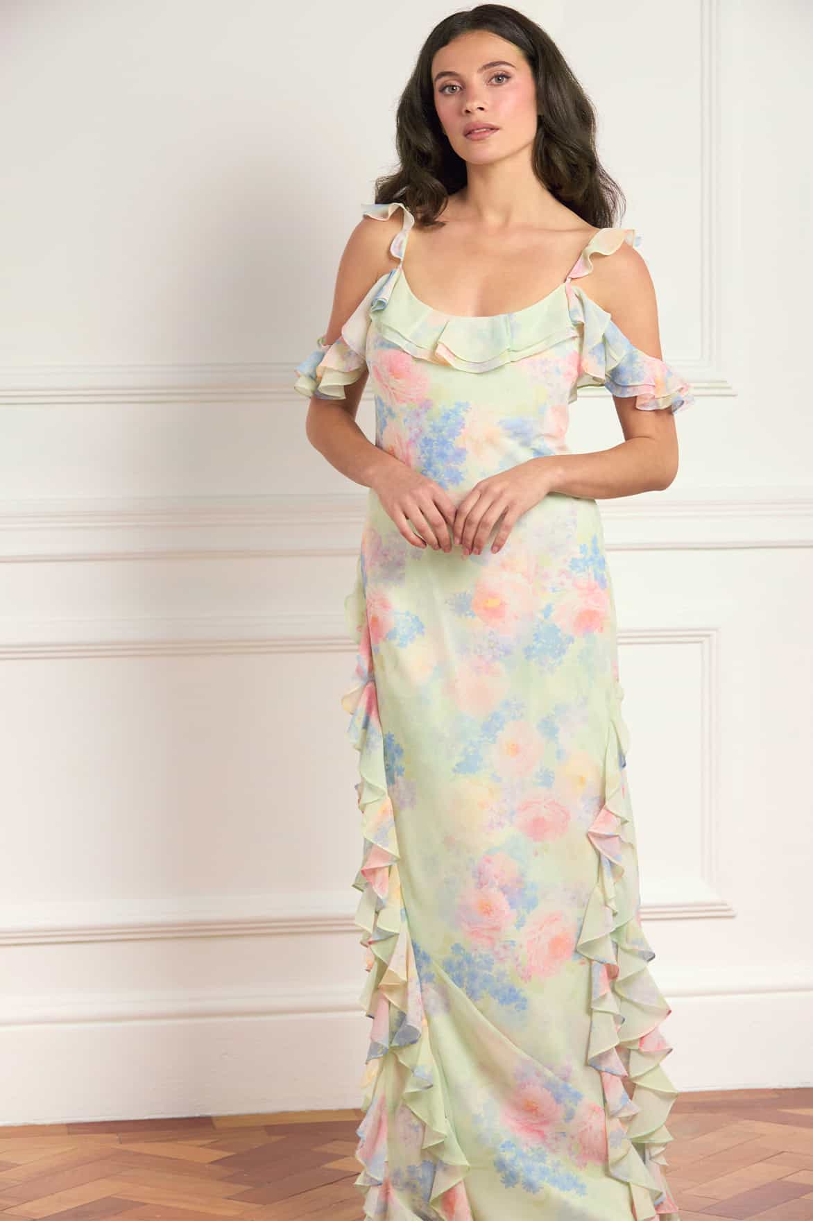 Peony Bloom Georgette Cami Gown - Image 3