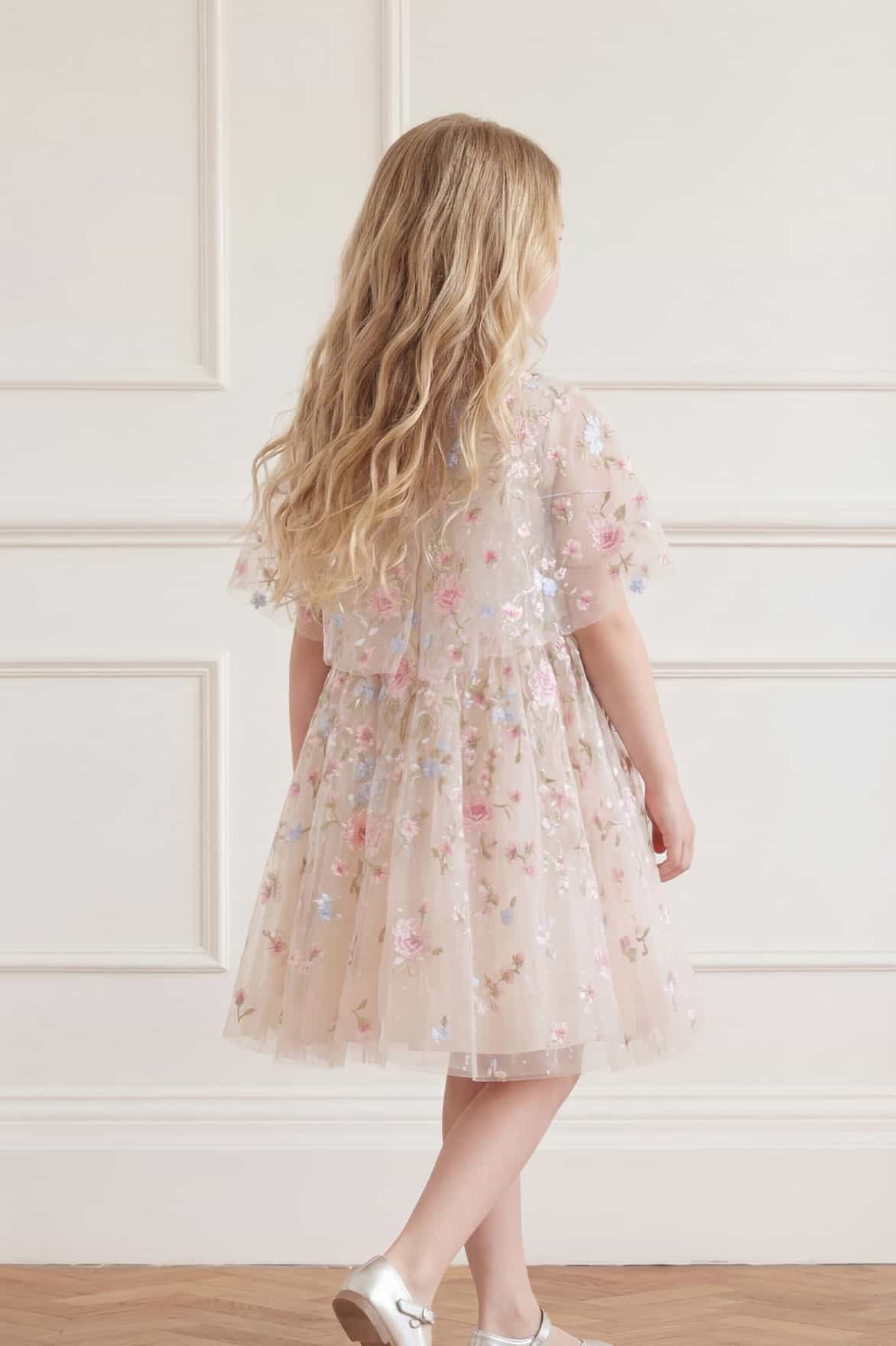 Peony Bouquet Cape Kids Dress - Image 4