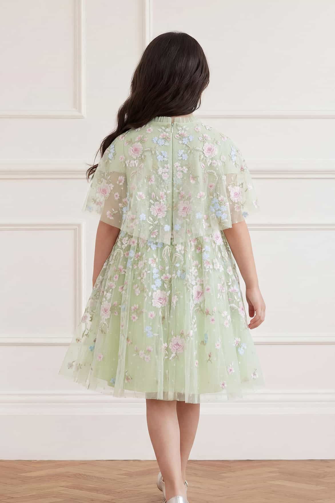 Peony Bouquet Cape Kids Dress - Image 4