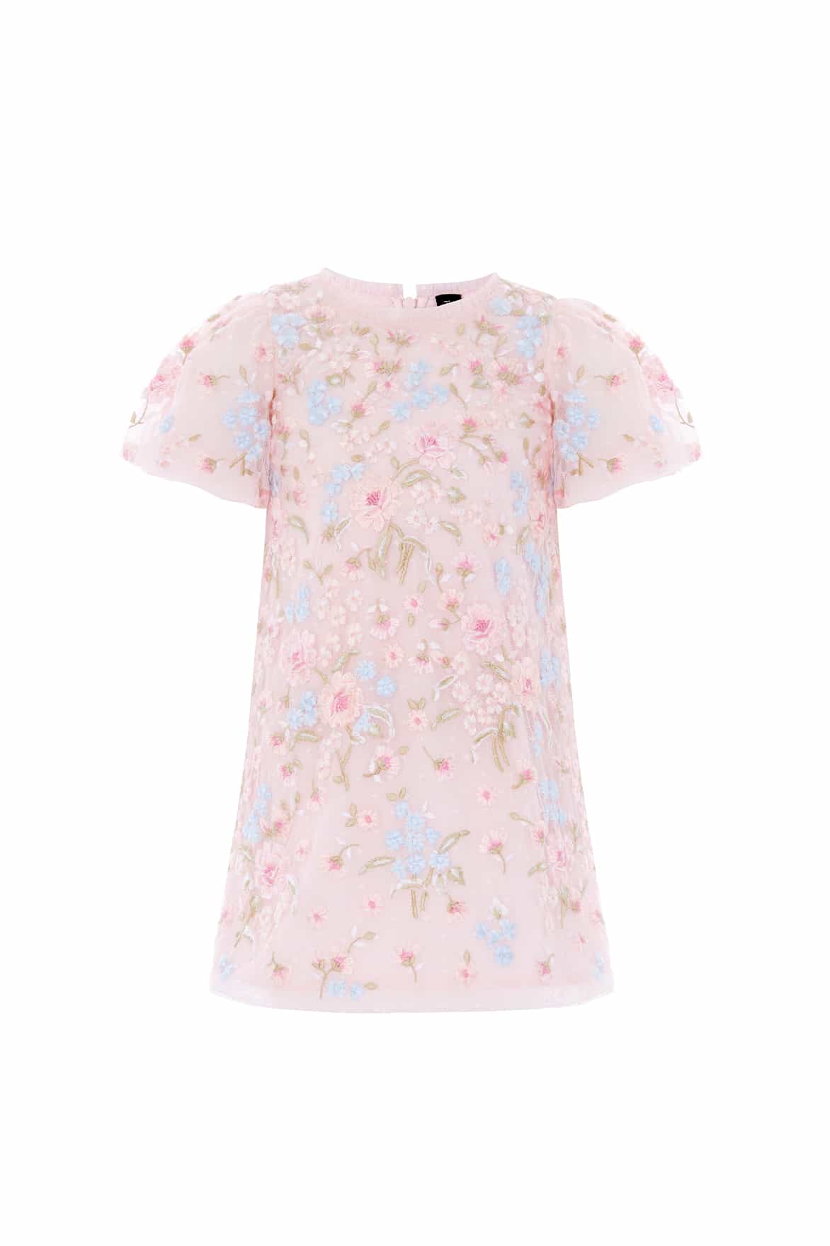 Peony Bouquet Puff Sleeve Kids Dress - Image 2