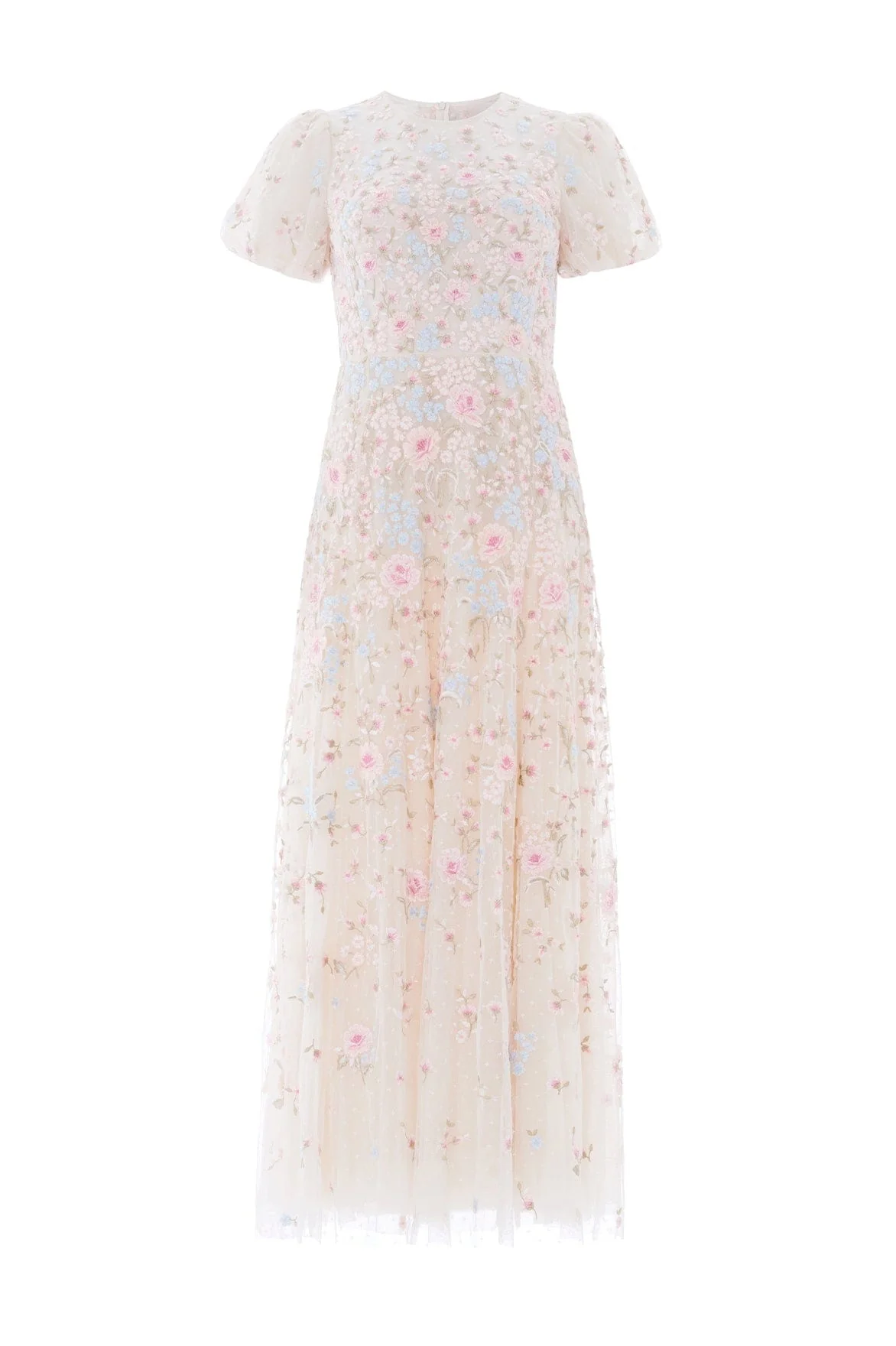 Peony Bouquet Round Neck Ankle Gown - Image 3