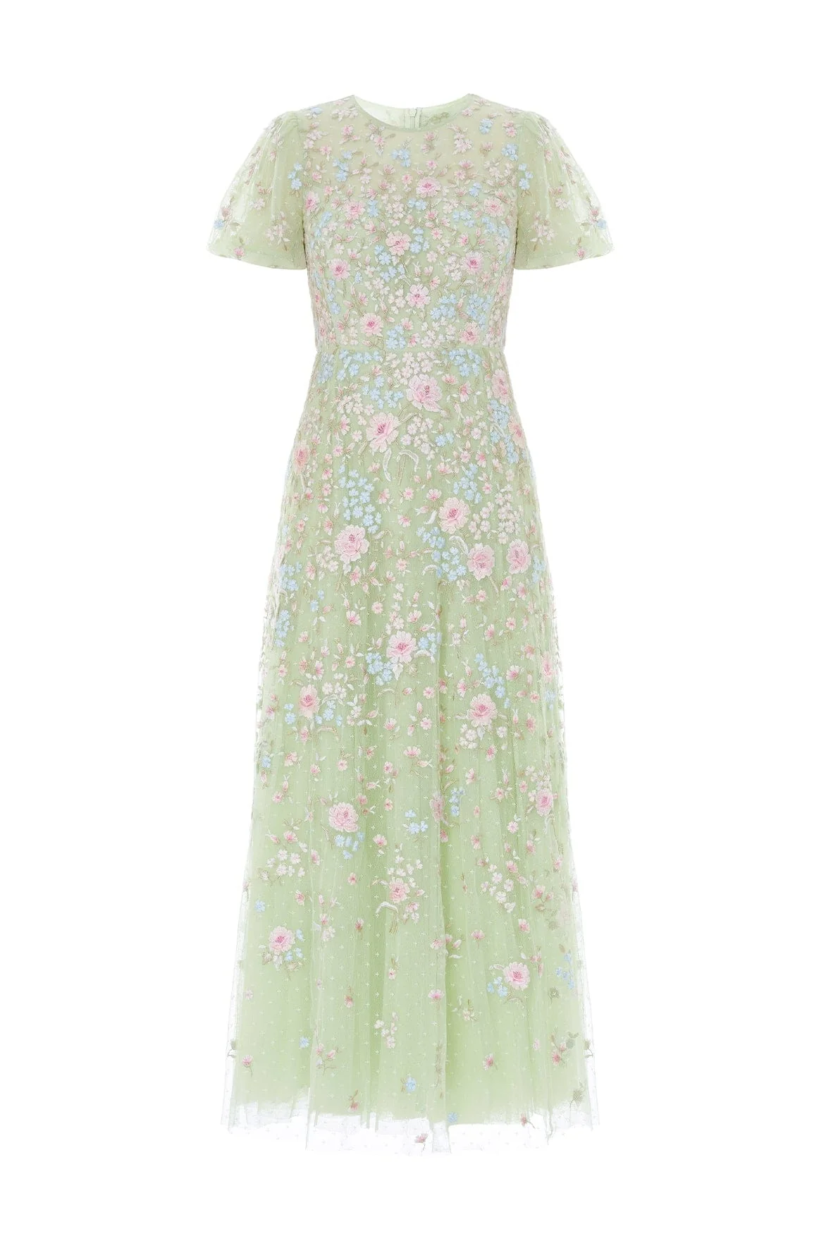 Peony Bouquet Round Neck Ankle Gown - Image 3