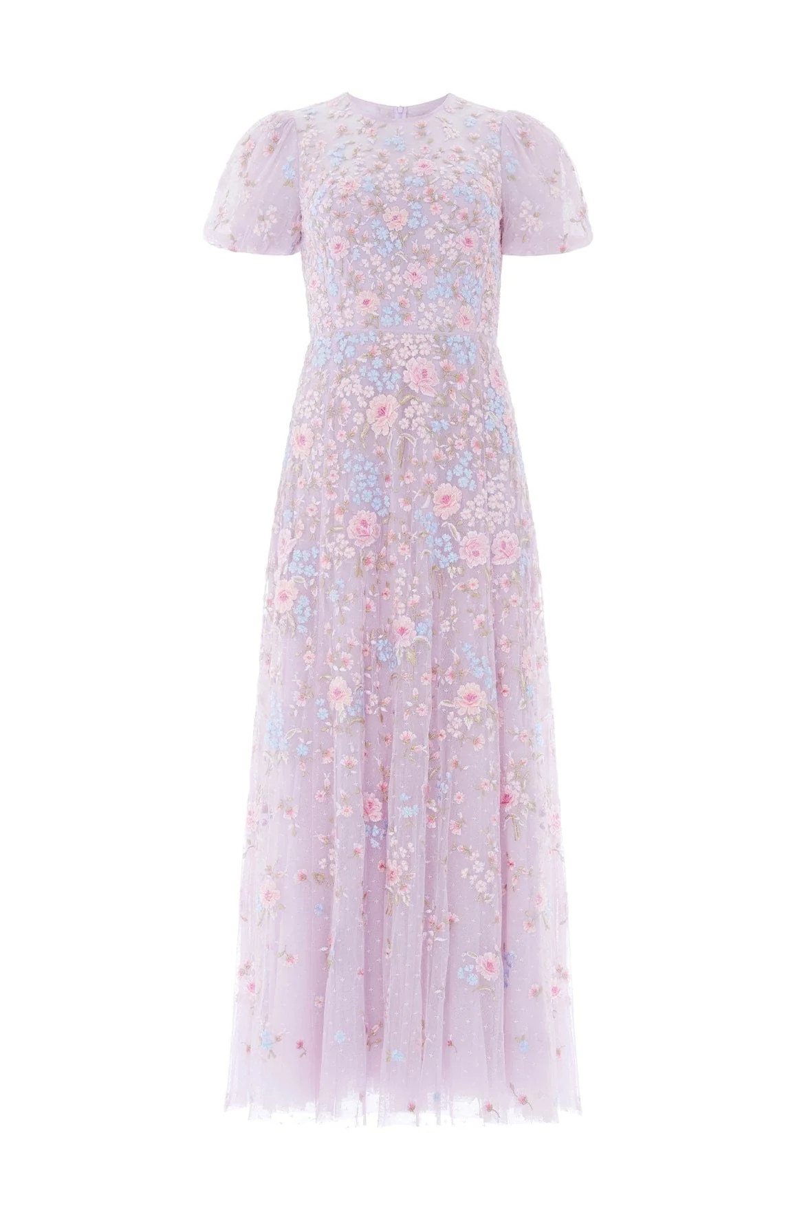 Peony Bouquet Round Neck Ankle Gown - Image 3