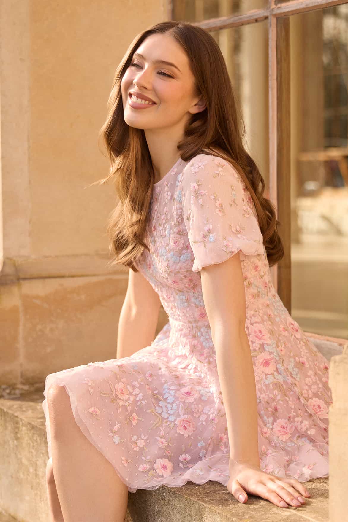 Peony Bouquet Round Neck Micro Mini Dress - Image 5