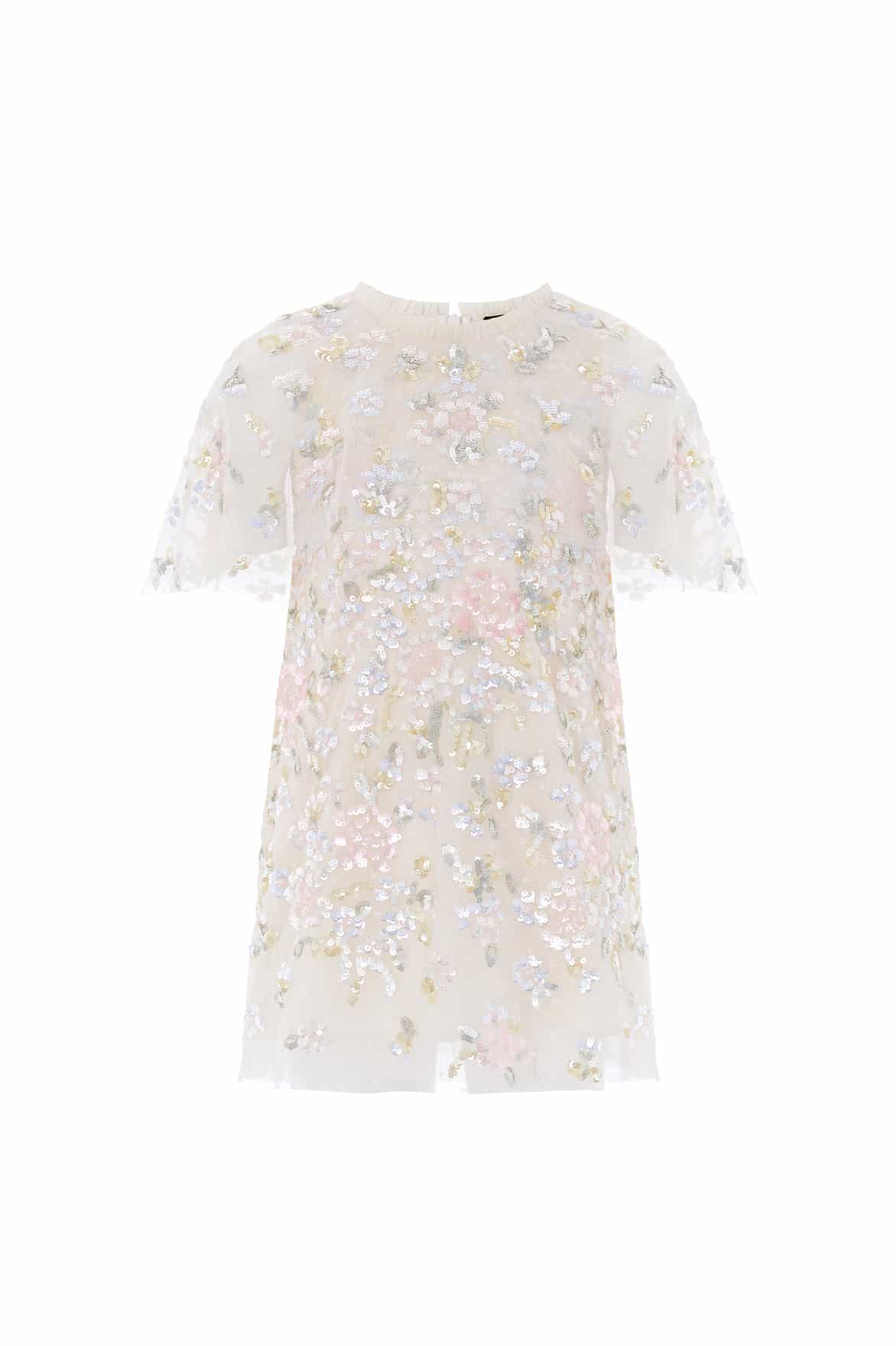 Peony Bouquet Sequin Cape Kids Dress - Image 2