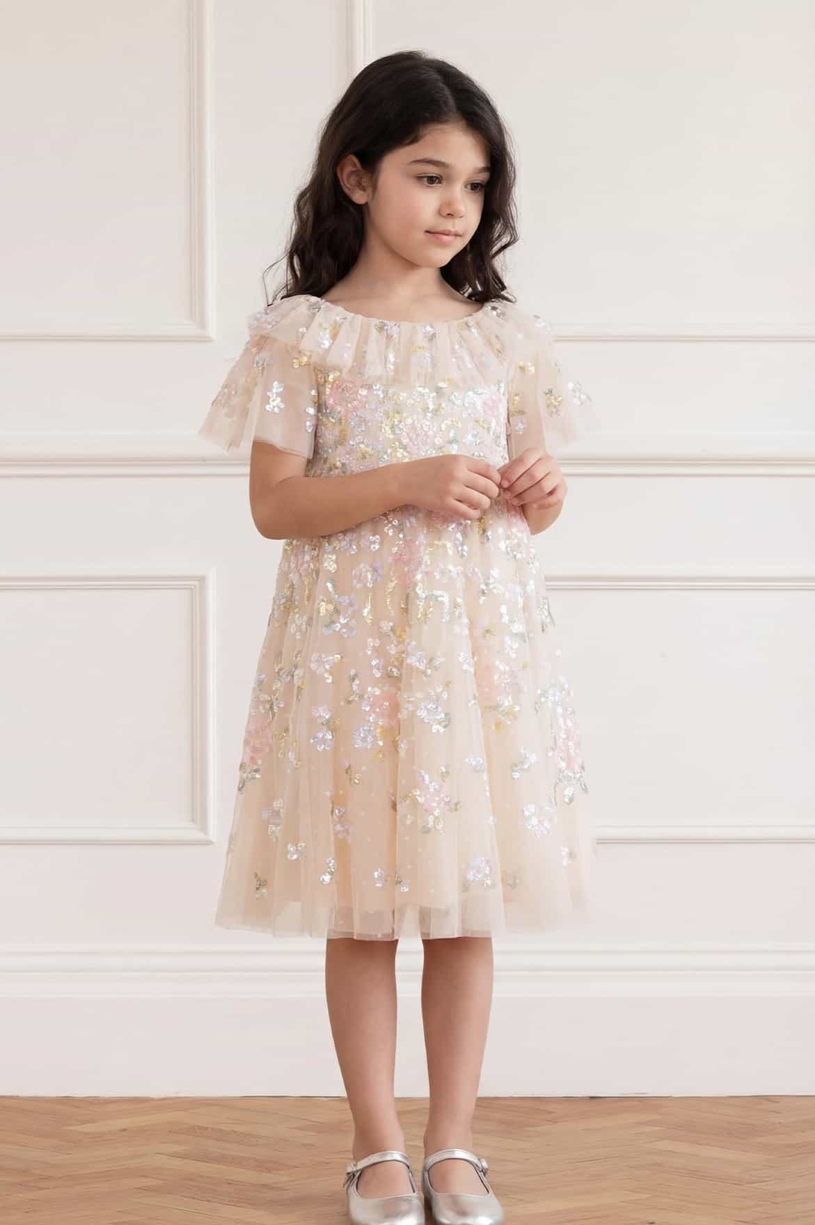 Peony Bouquet Sequin Kids Dress