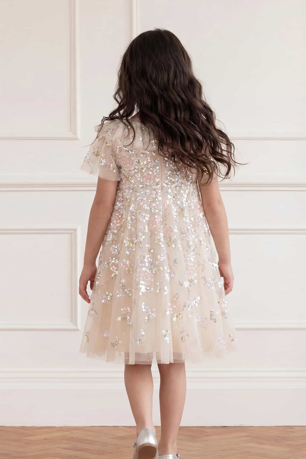 Peony Bouquet Sequin Kids Dress - Image 4