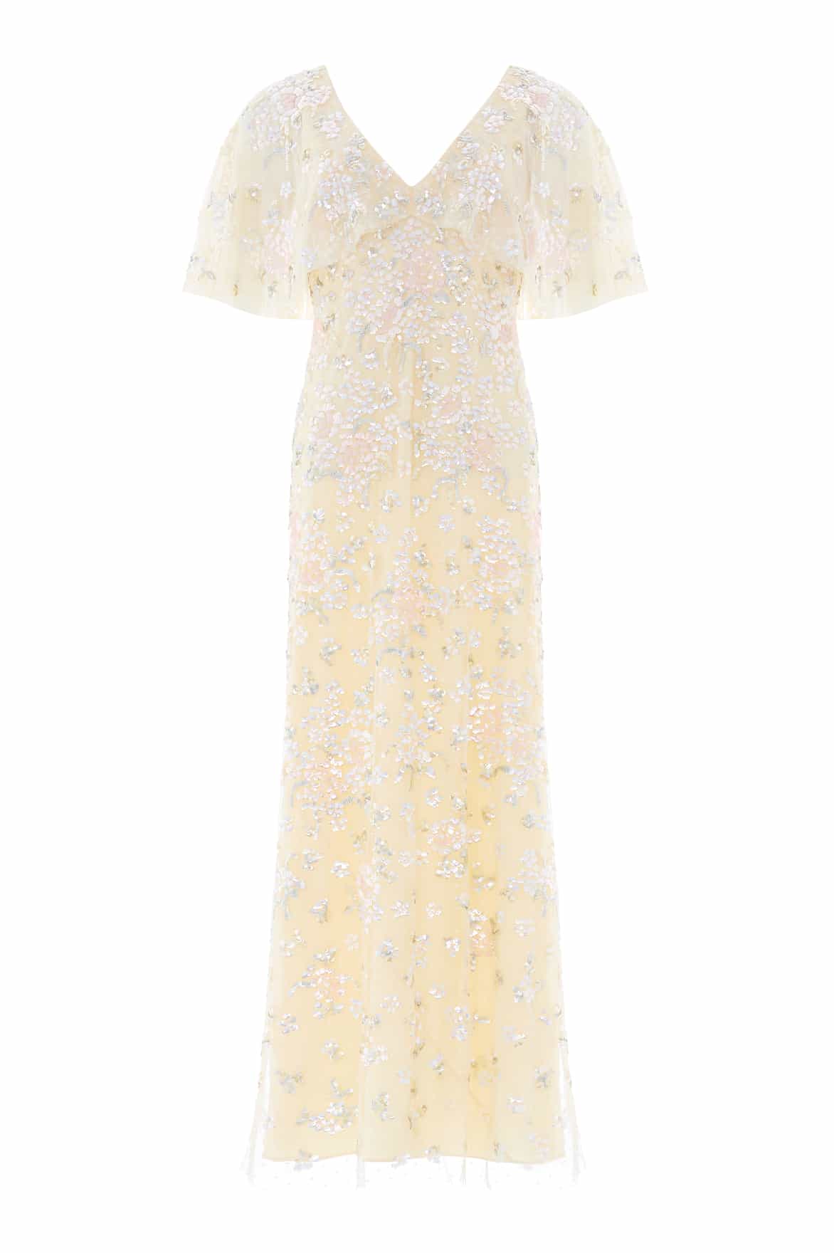 Peony Bouquet Sequin V-Neck Cape Gown - Image 2