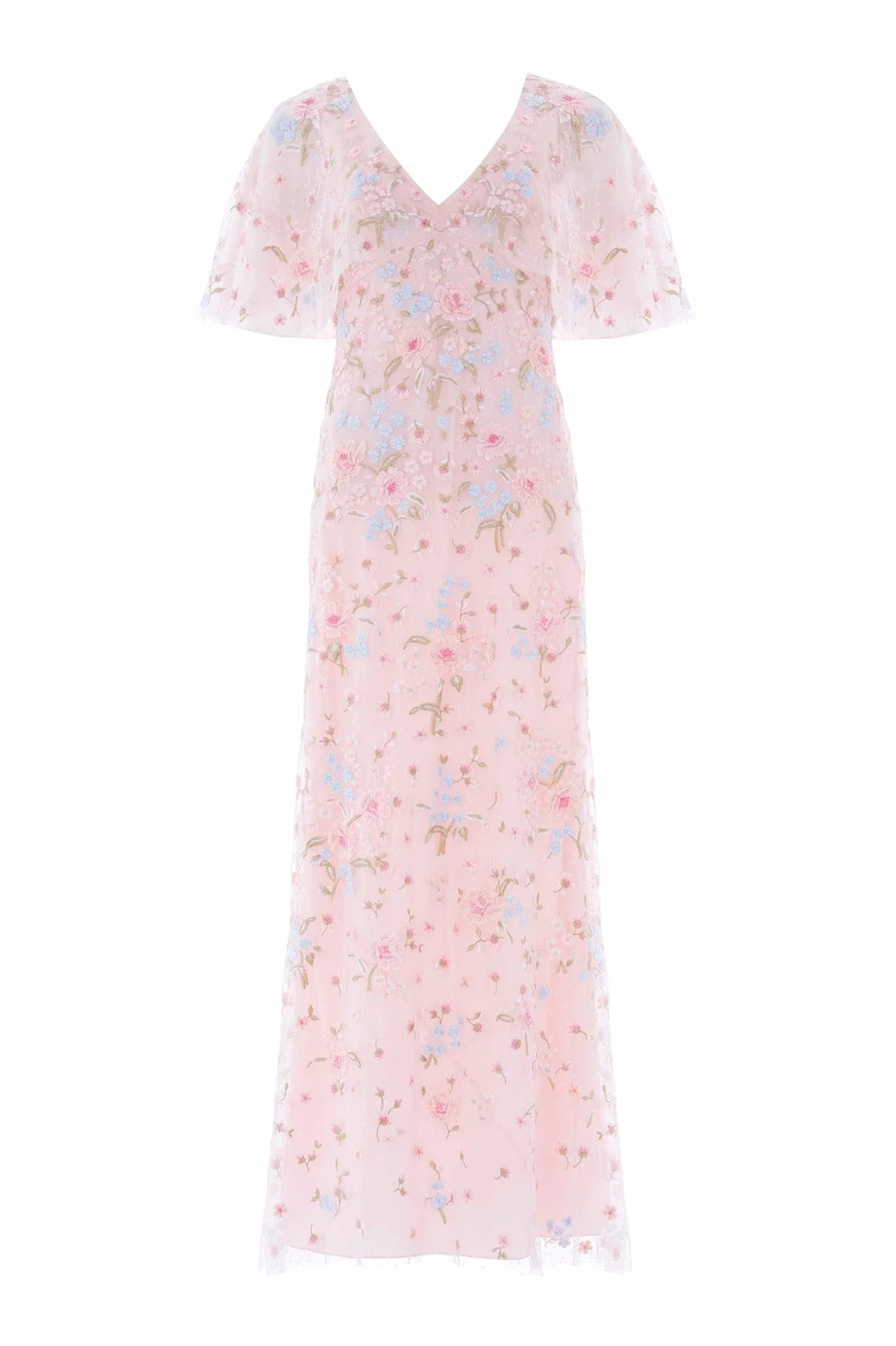 Peony Bouquet V-Neck Cape Gown - Image 3