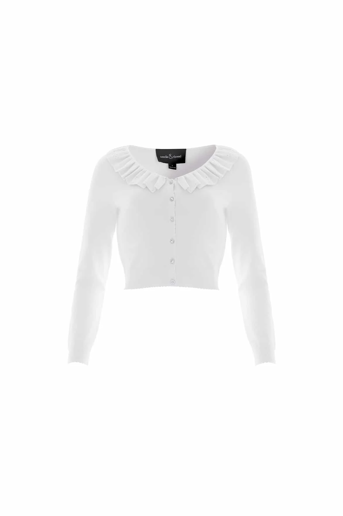 Pointelle Trim Knit Short Cardigan - Image 2