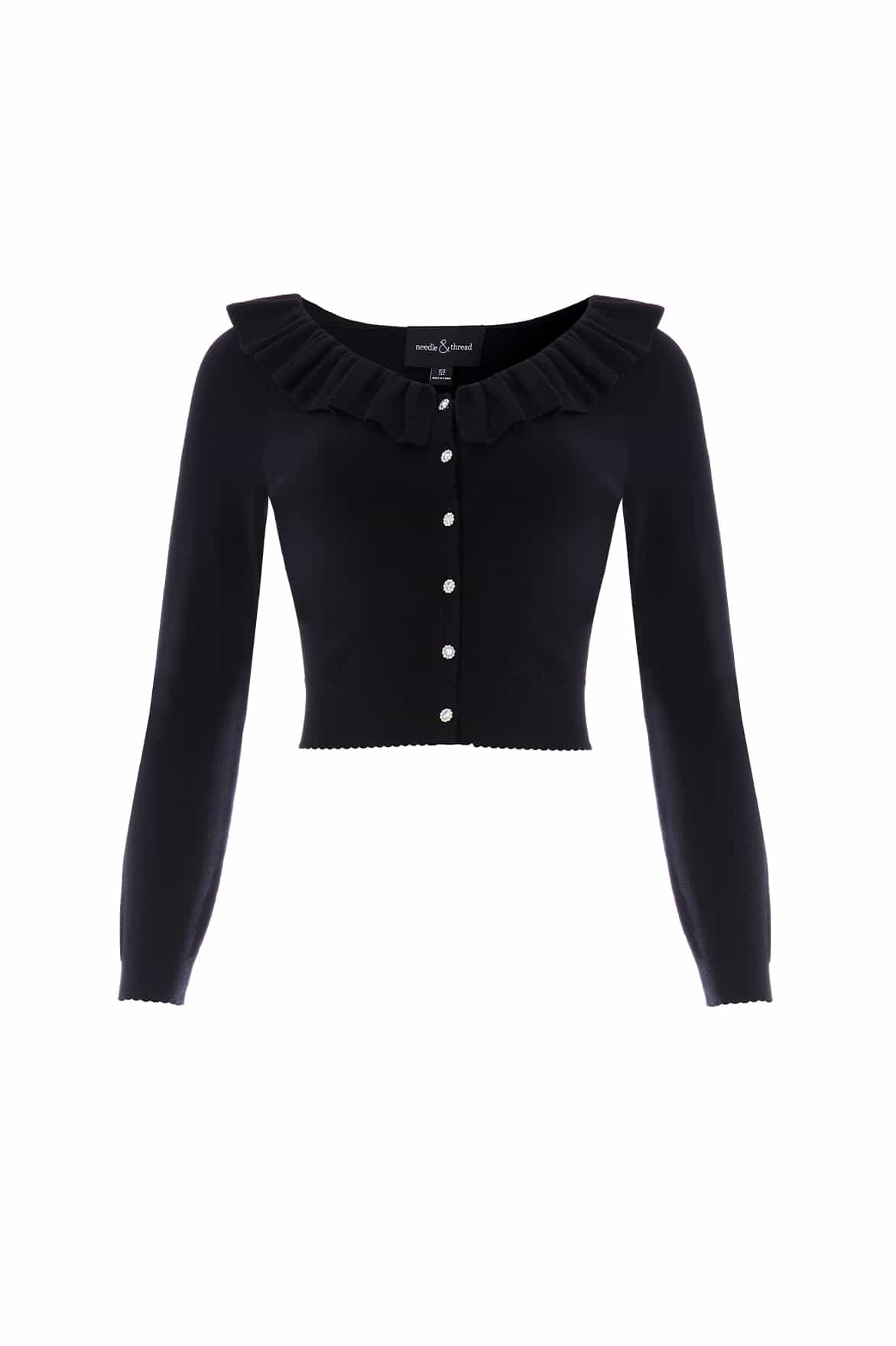 Pointelle Trim Knit Short Cardigan - Image 2