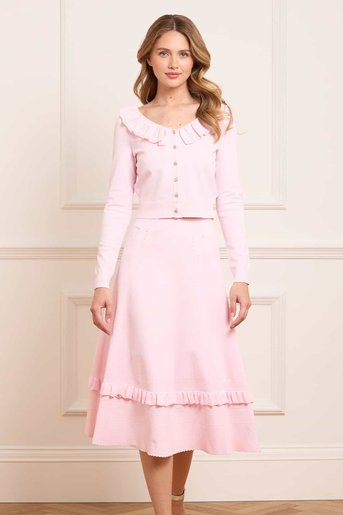 Pointelle Trim Knit Short Cardigan - Image 3