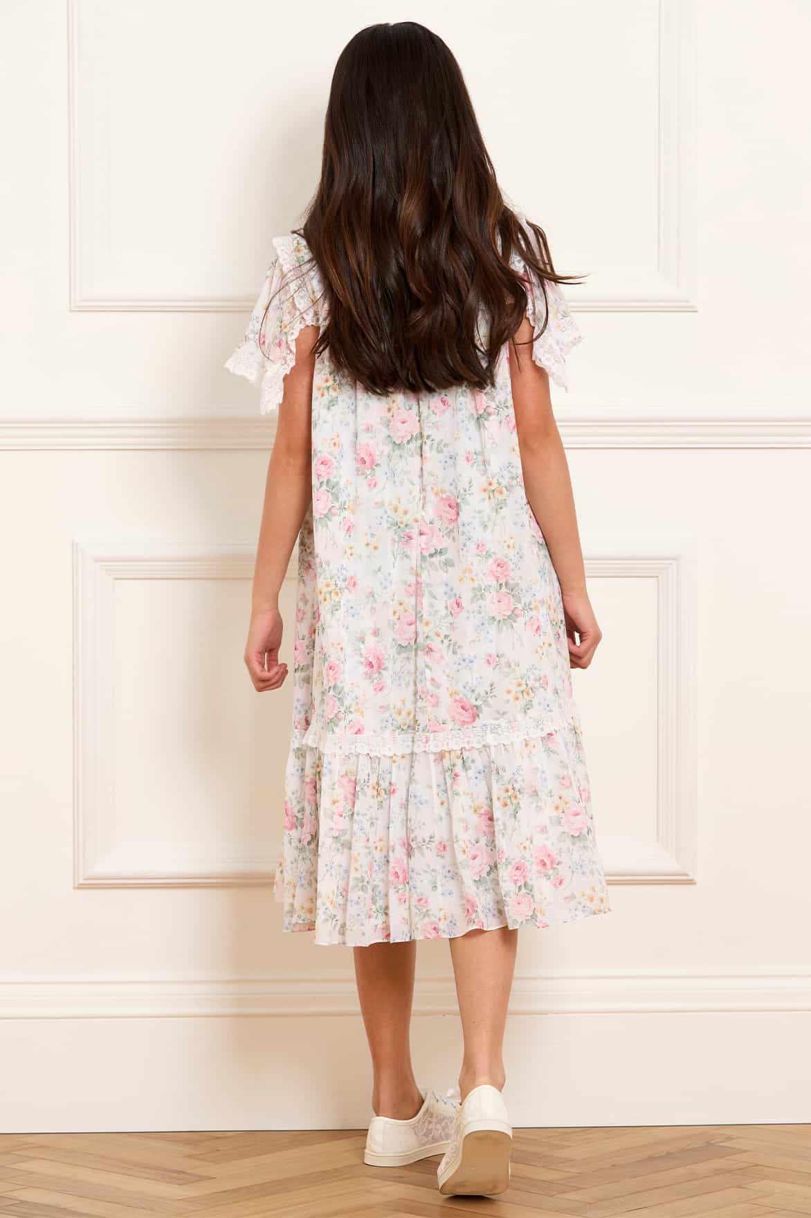 Pompadour Garden Chiffon Lace Kids Dress - Image 4