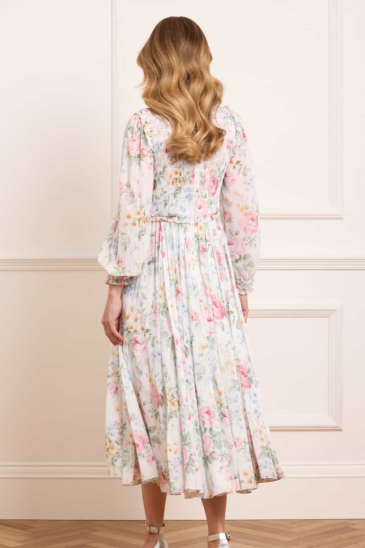 Pompadour Garden Chiffon Smocked Ballerina Dress - Image 5