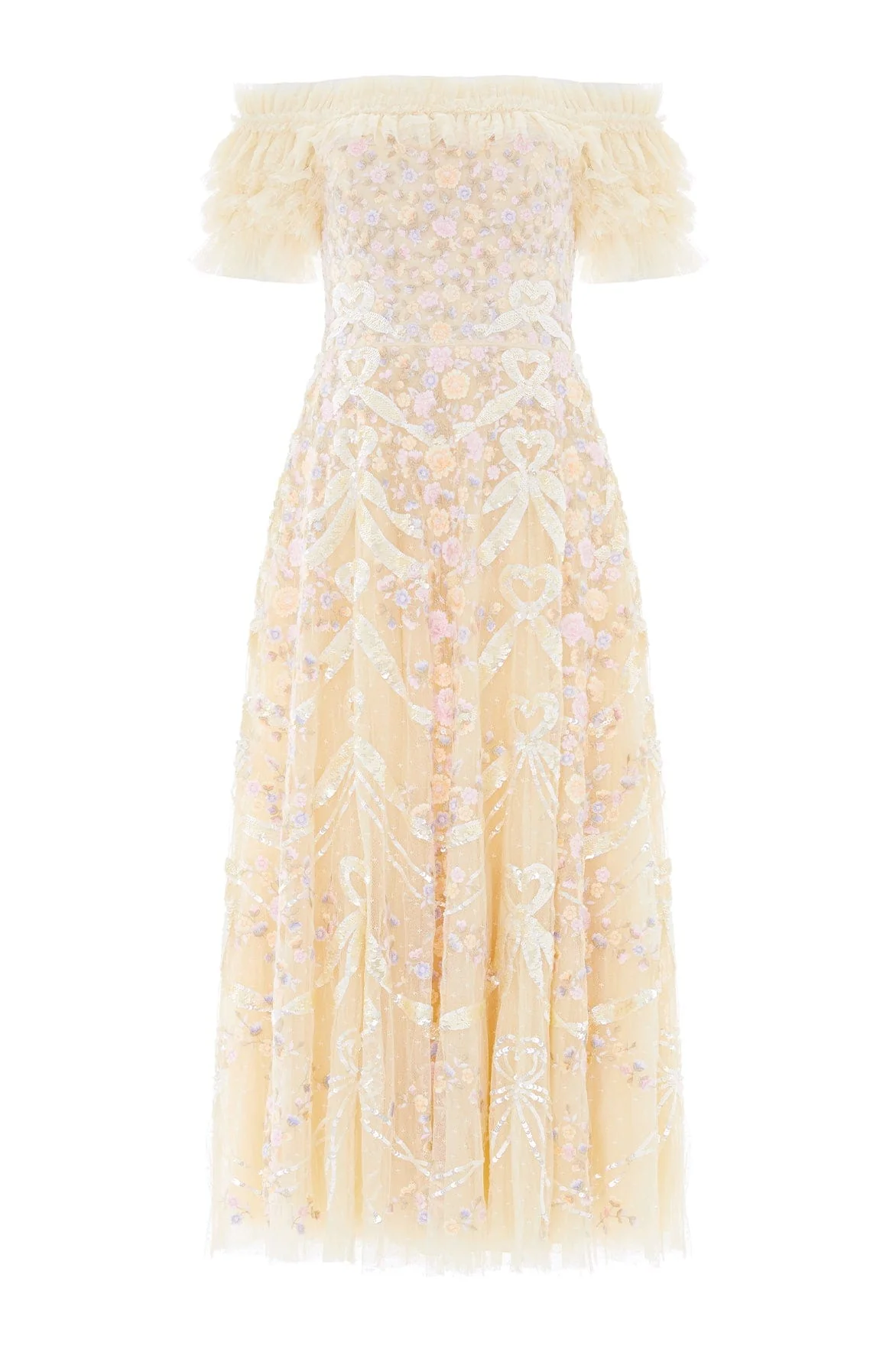 Ribbon Heart Off-Shoulder Ankle Gown - Image 2