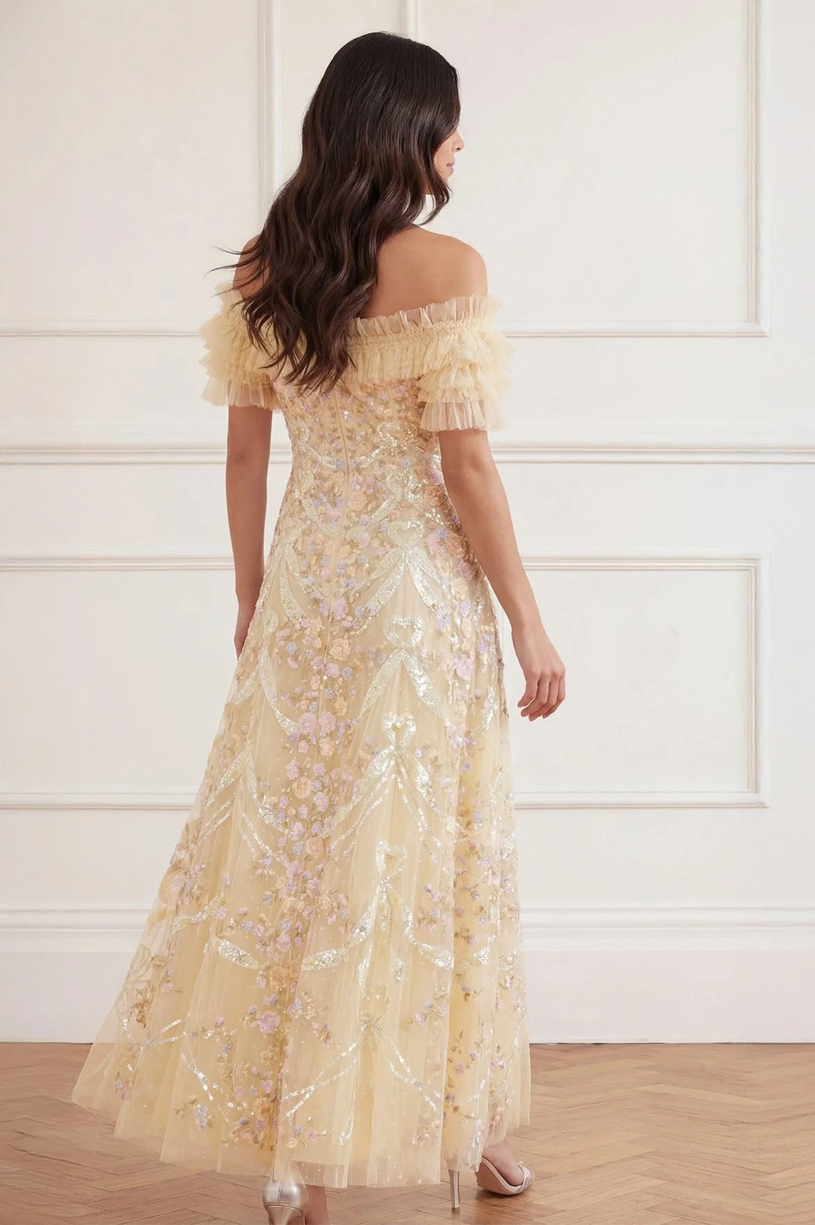 Ribbon Heart Off-Shoulder Ankle Gown - Image 4
