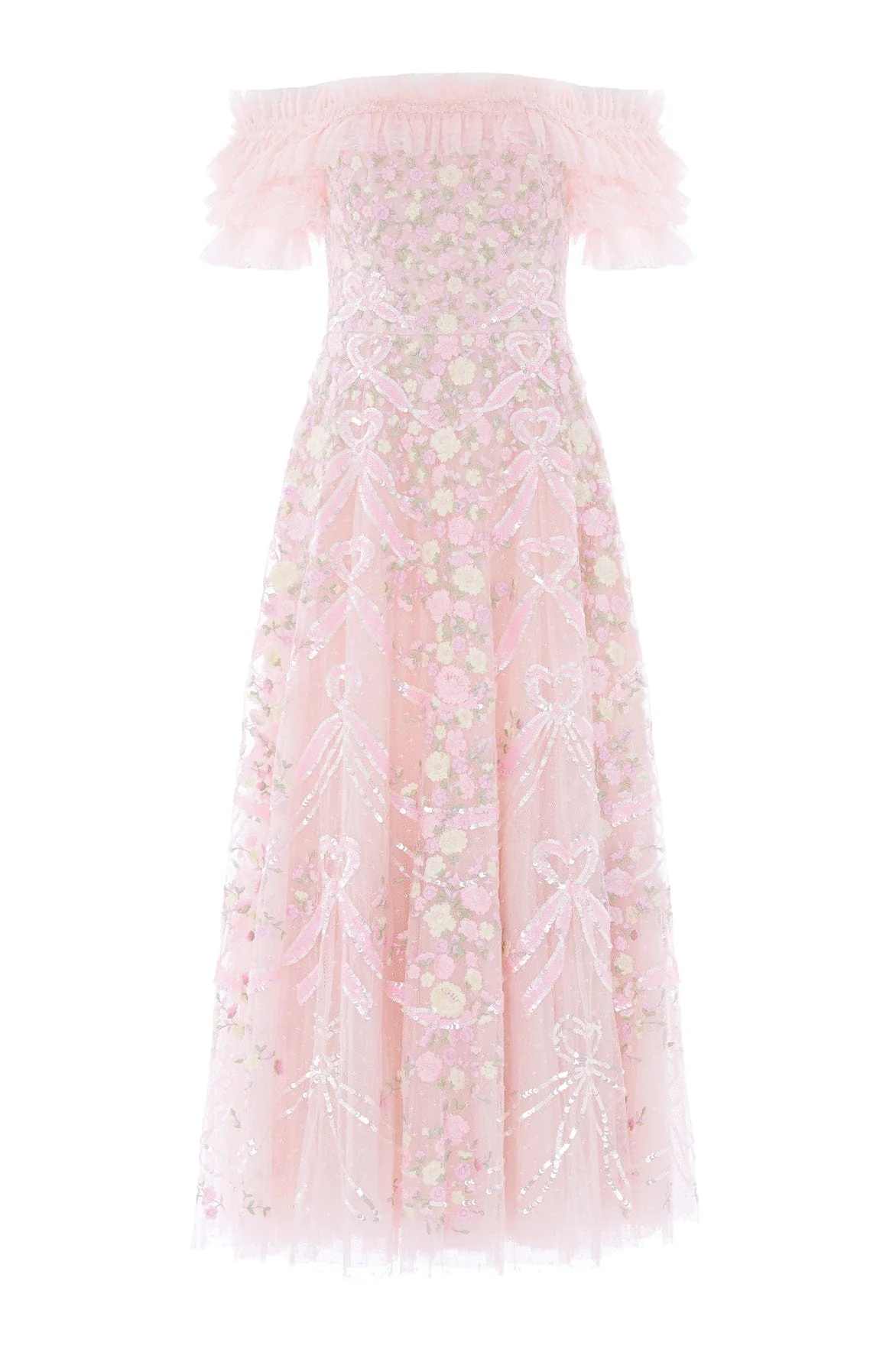 Ribbon Heart Off-Shoulder Ankle Gown - Image 2