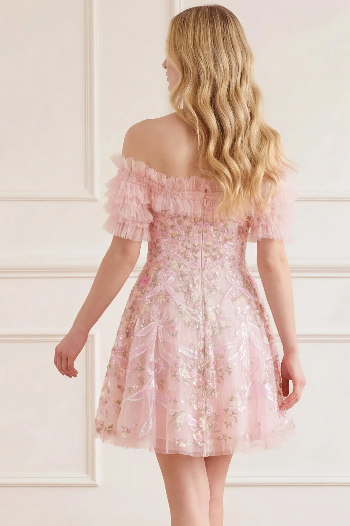 Ribbon Heart Off-Shoulder Micro Mini Dress - Image 3