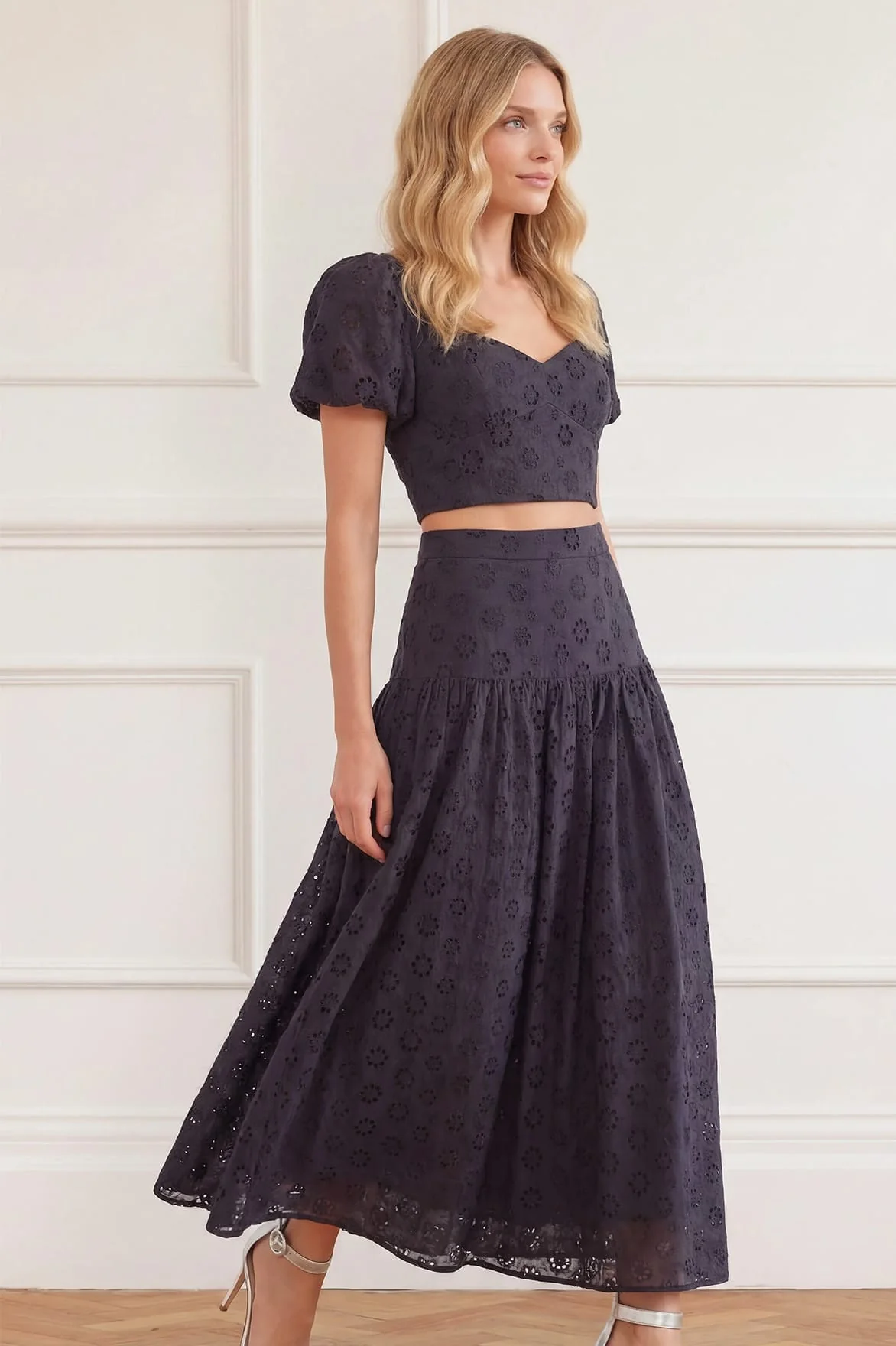 Romilly Cotton Broderie Ankle Skirt - Image 3