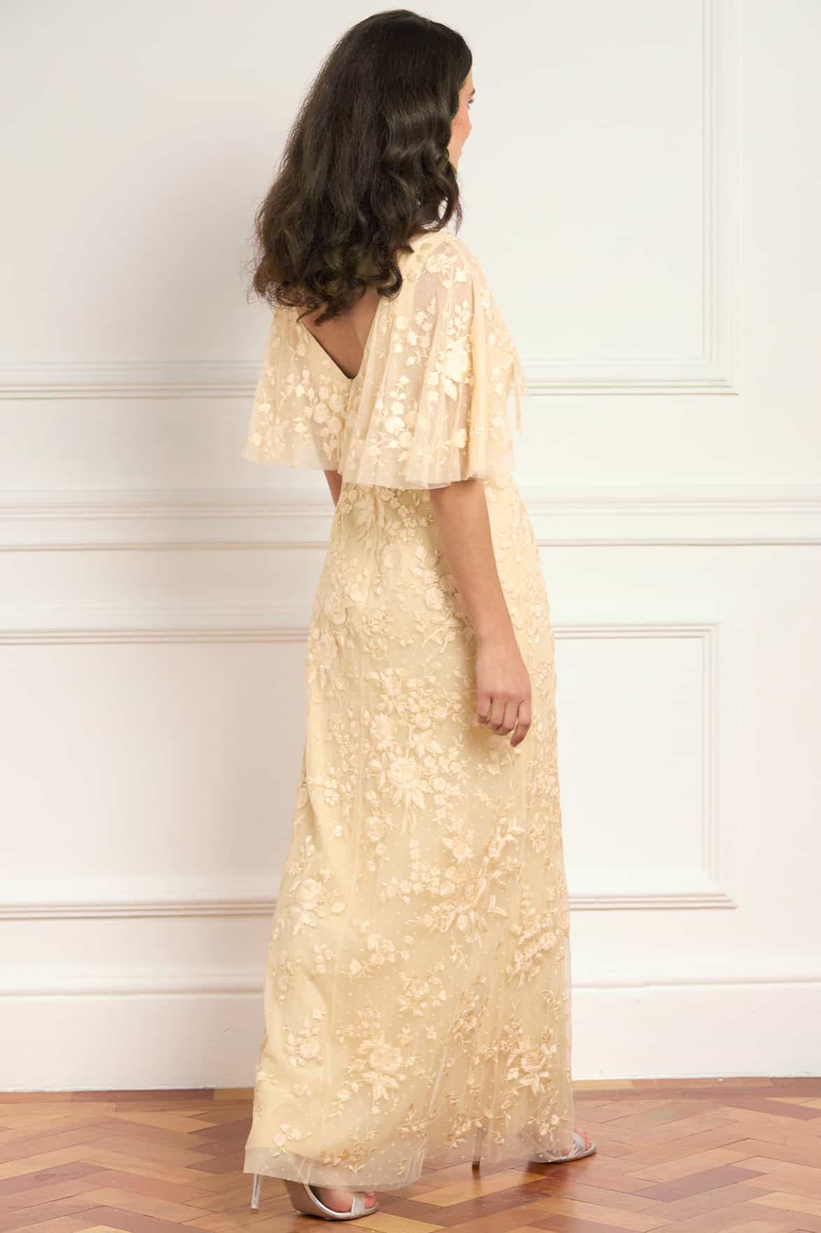Rosa V-Neck Cape Gown - Image 5