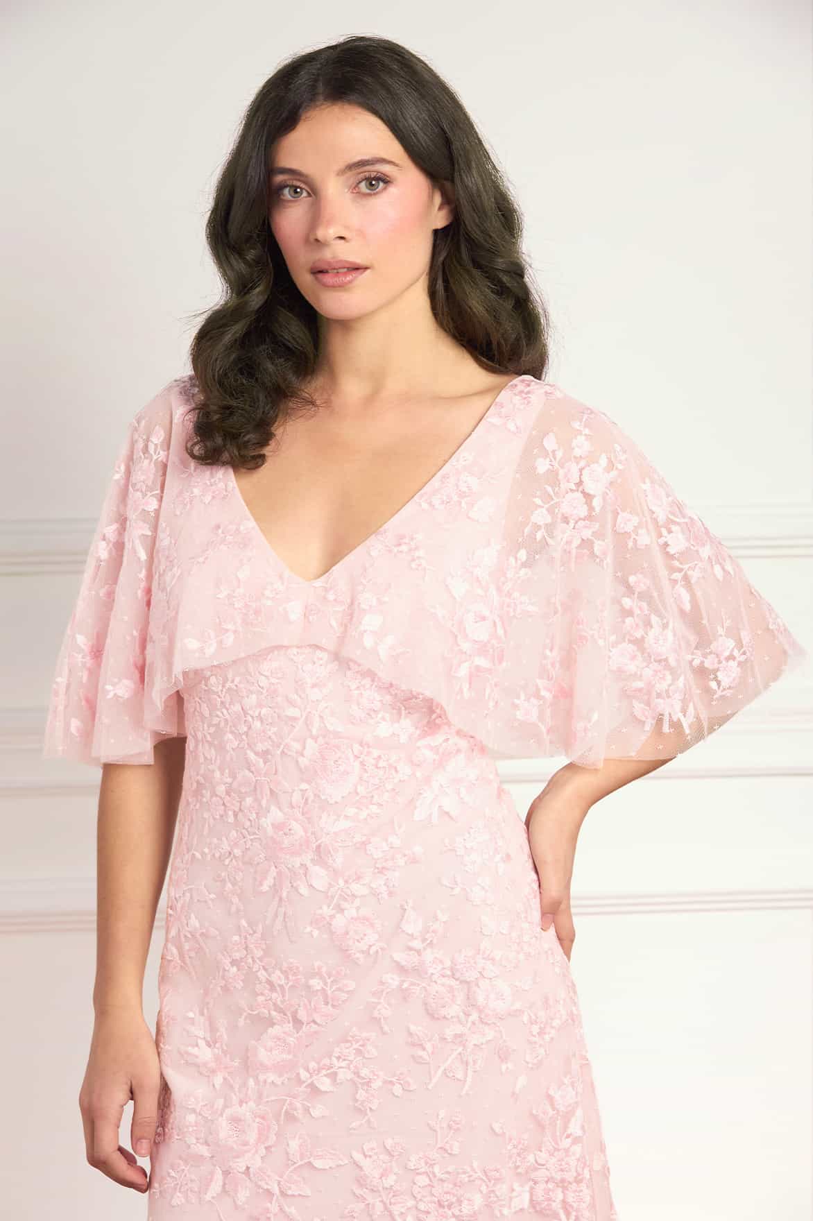 Rosa V-Neck Cape Gown - Image 4