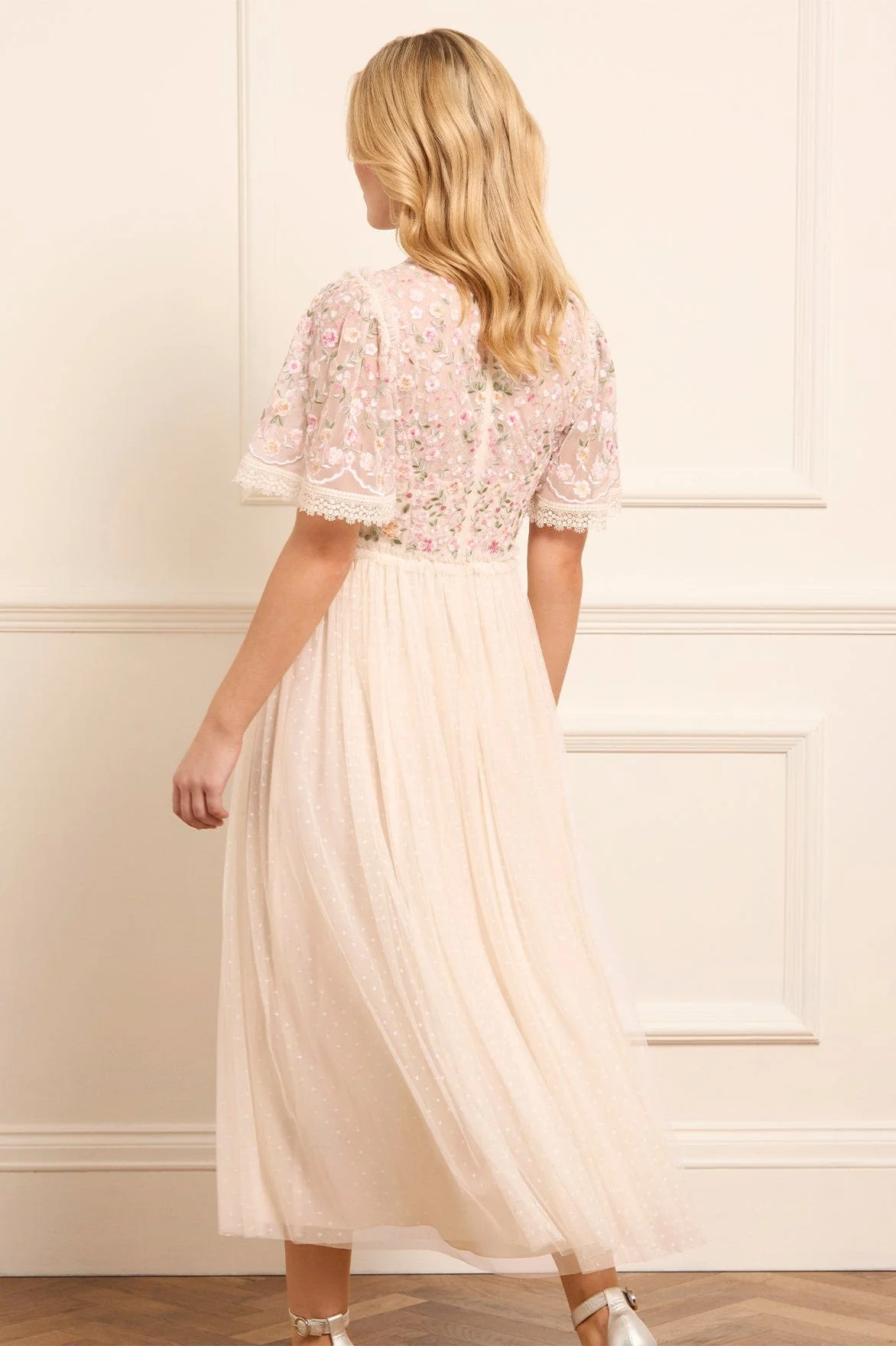 Rosie Lace Bodice Short Sleeve V-Neck Ballerina Dress - Image 4