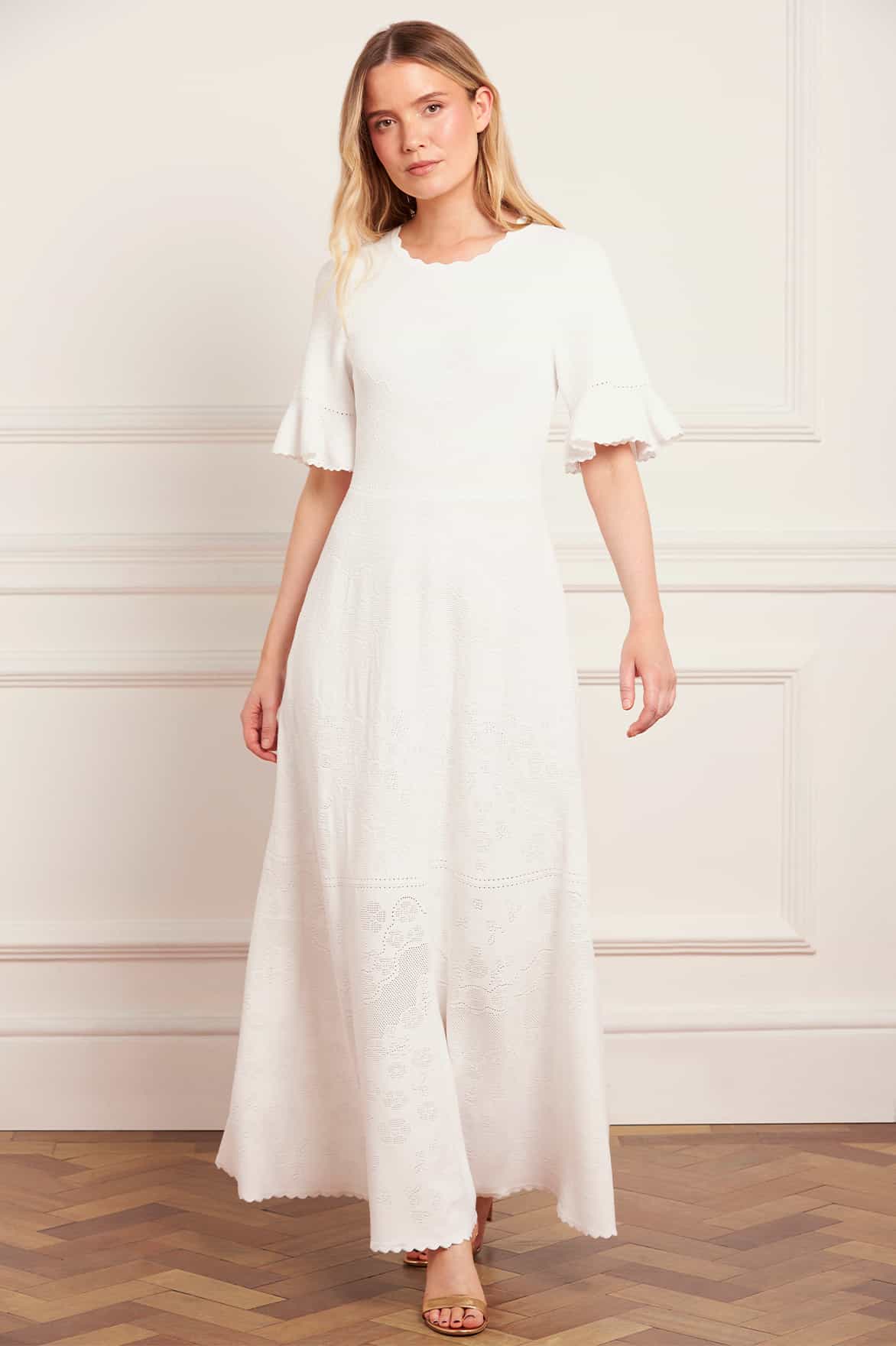 Scallop Lace Pointelle Knit Gown - Image 3