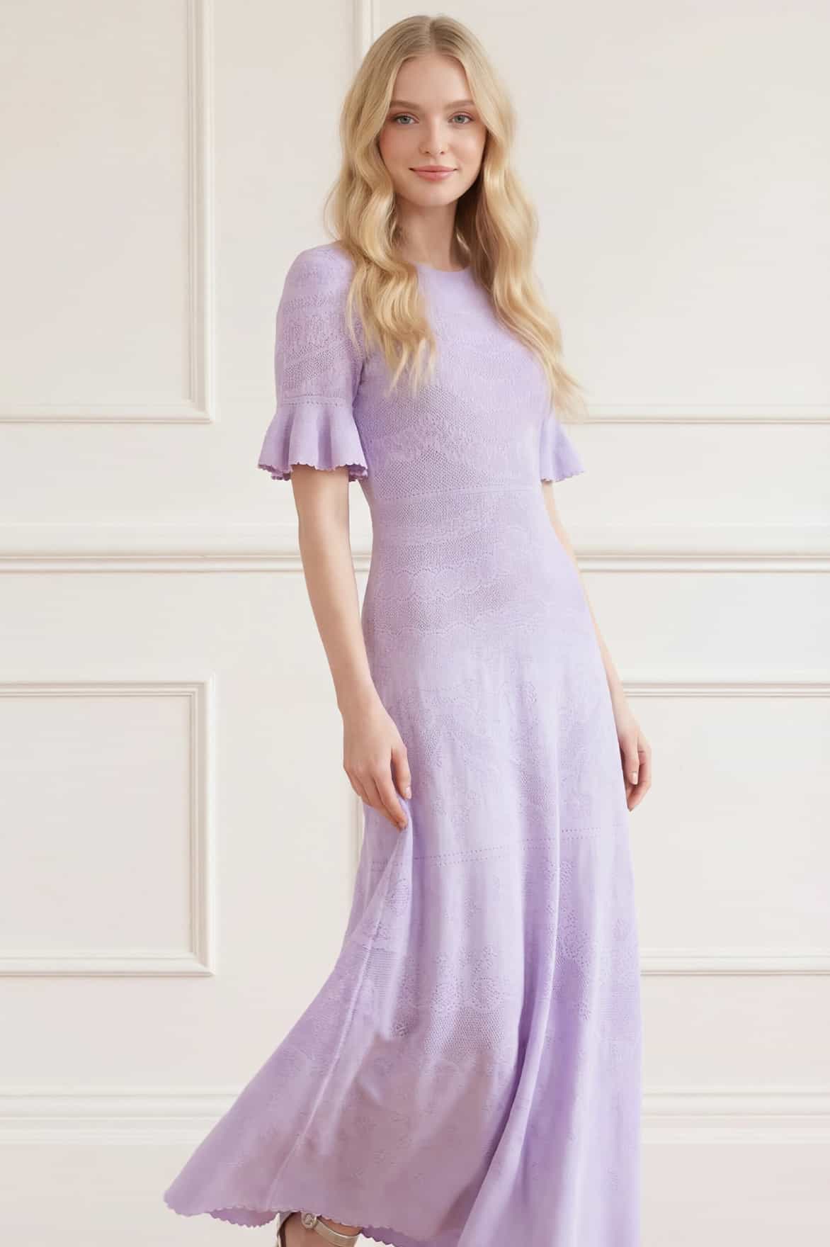 Scallop Lace Pointelle Knit Gown - Image 3