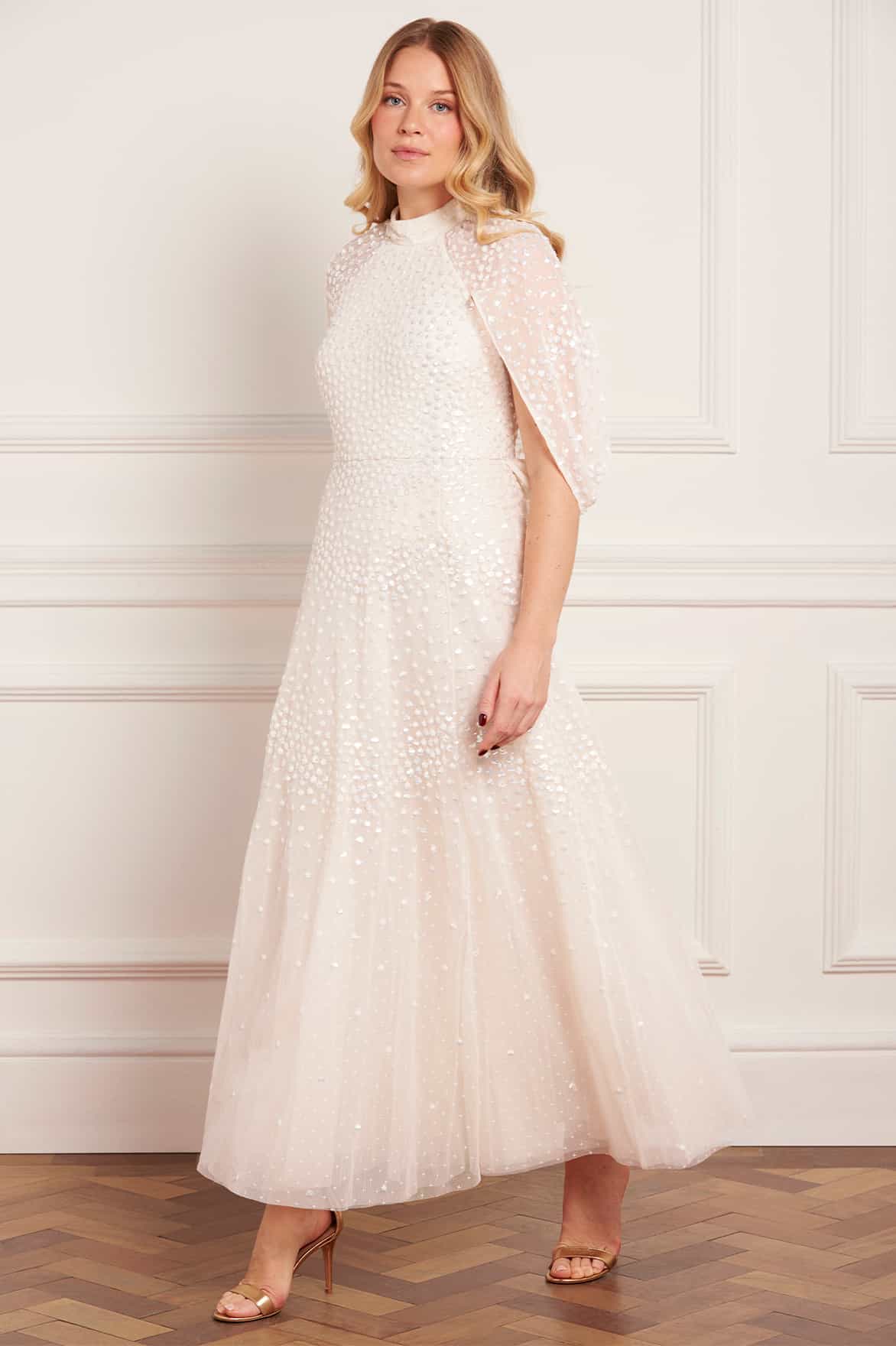 Scallop Sequin Cape Ankle Gown - Image 2