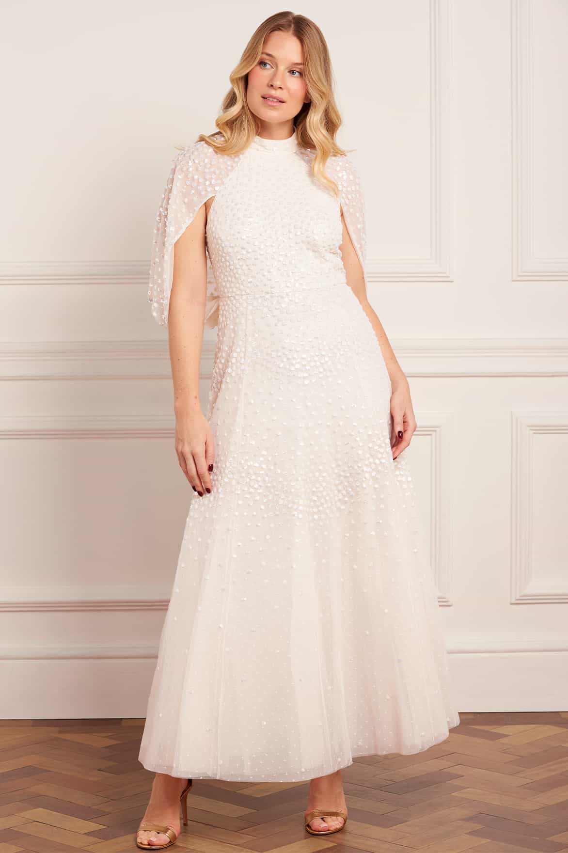 Scallop Sequin Cape Ankle Gown - Image 4