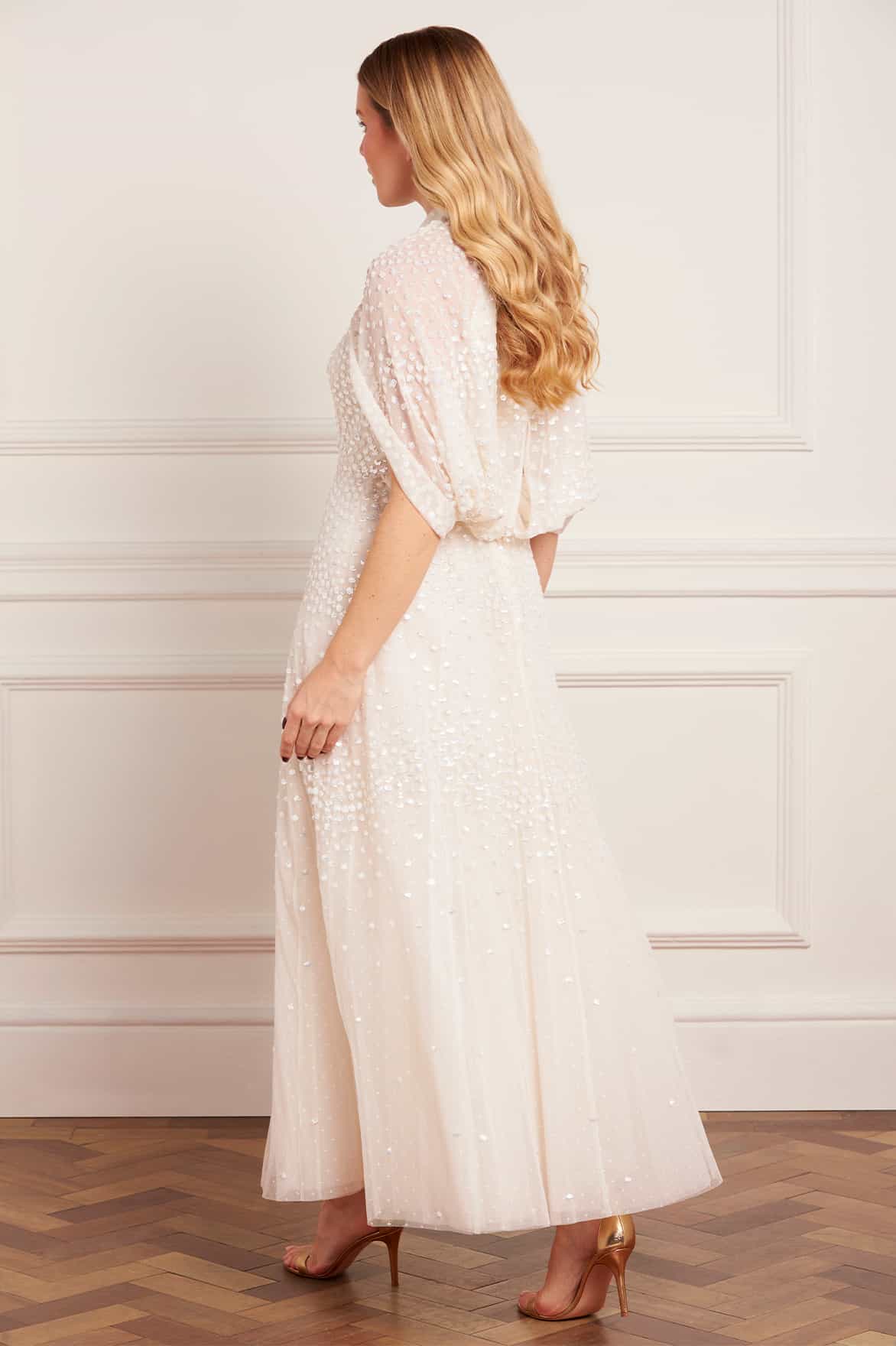 Scallop Sequin Cape Ankle Gown - Image 7