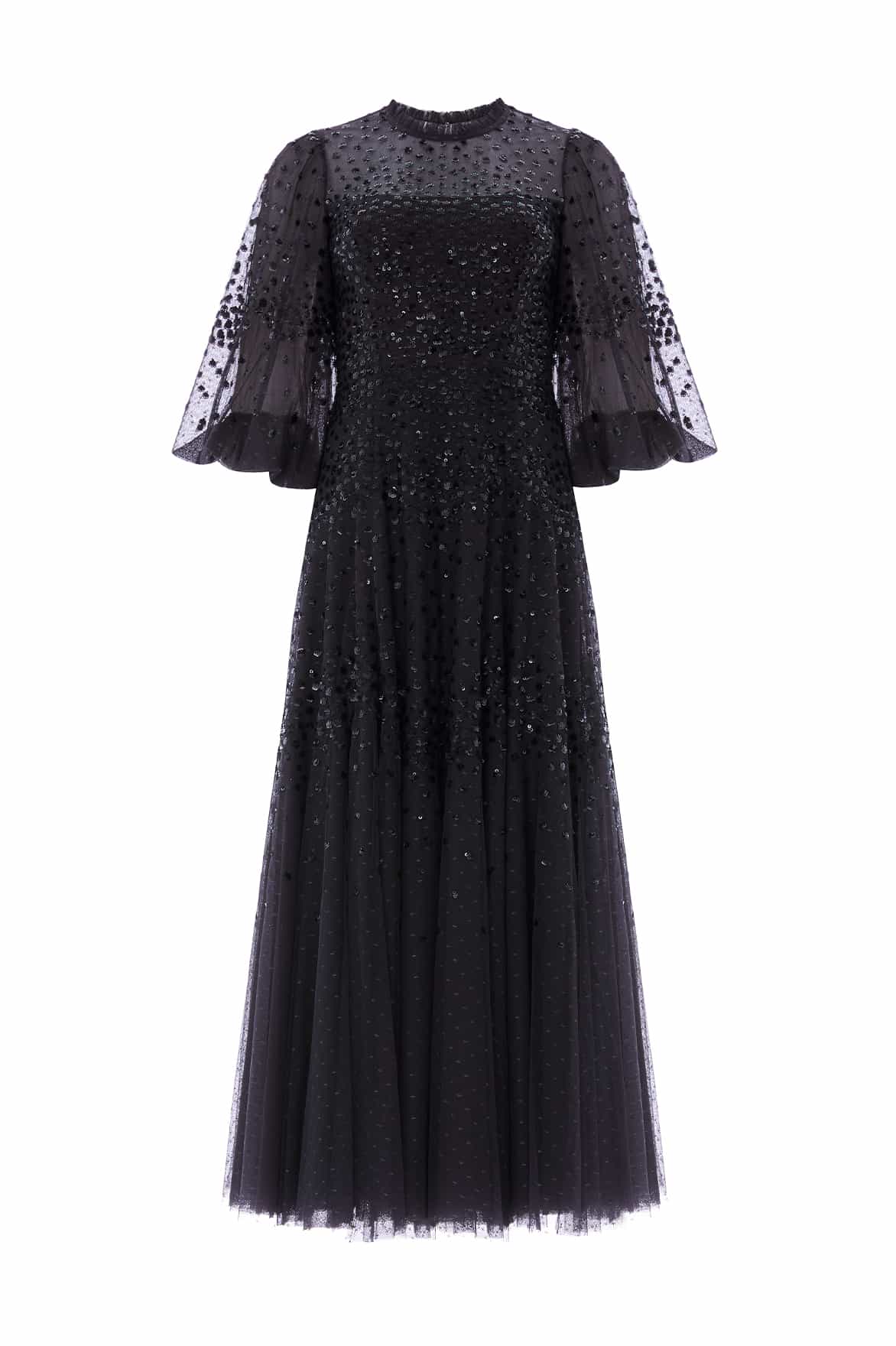Scallop Sequin Round Neck Ankle Gown - Image 2