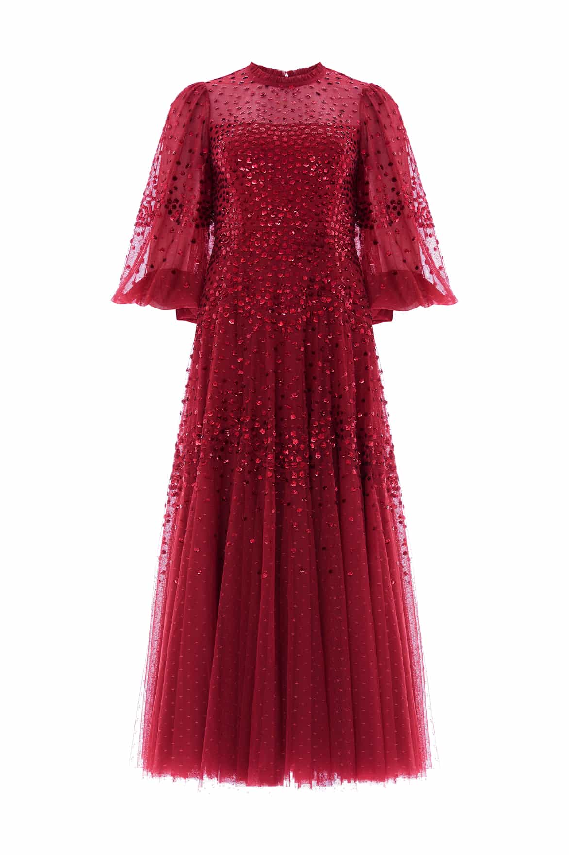 Scallop Sequin Round Neck Ankle Gown - Image 3