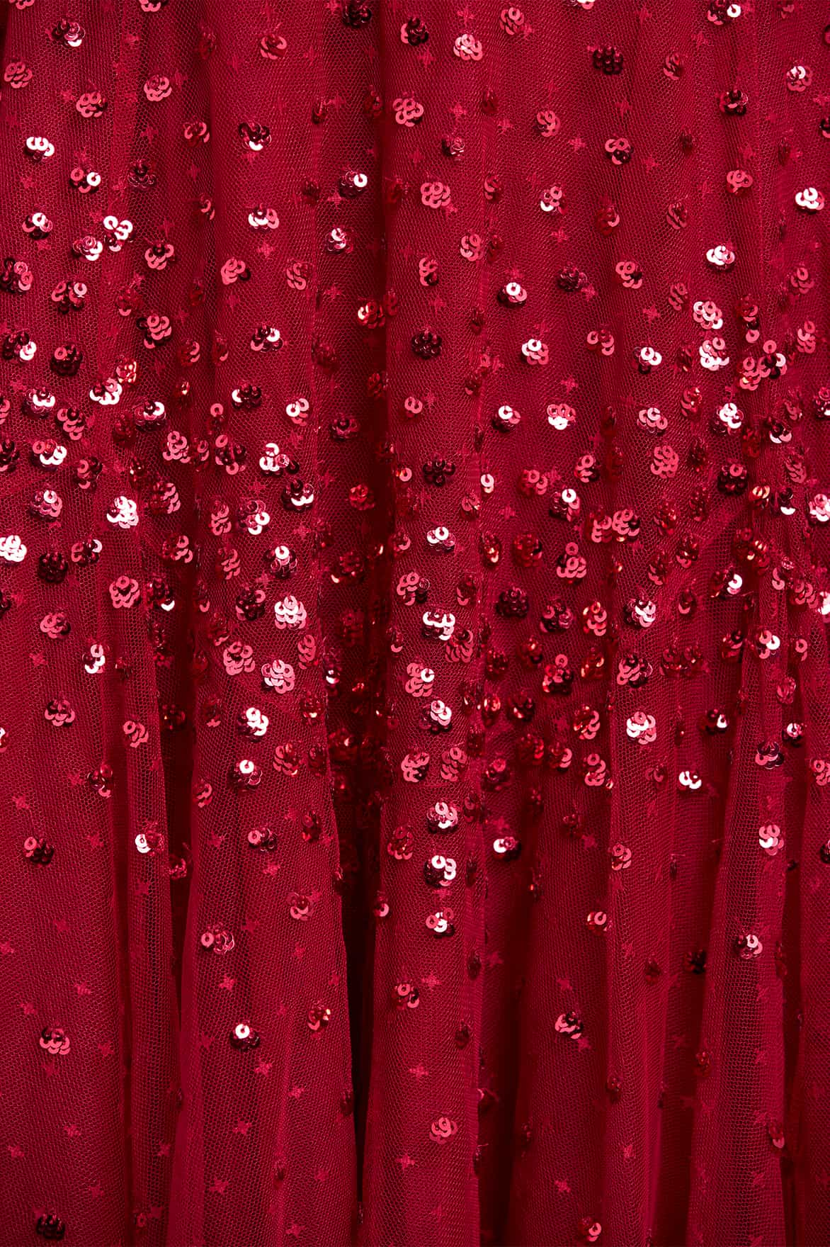 Scallop Sequin Round Neck Ankle Gown - Image 5