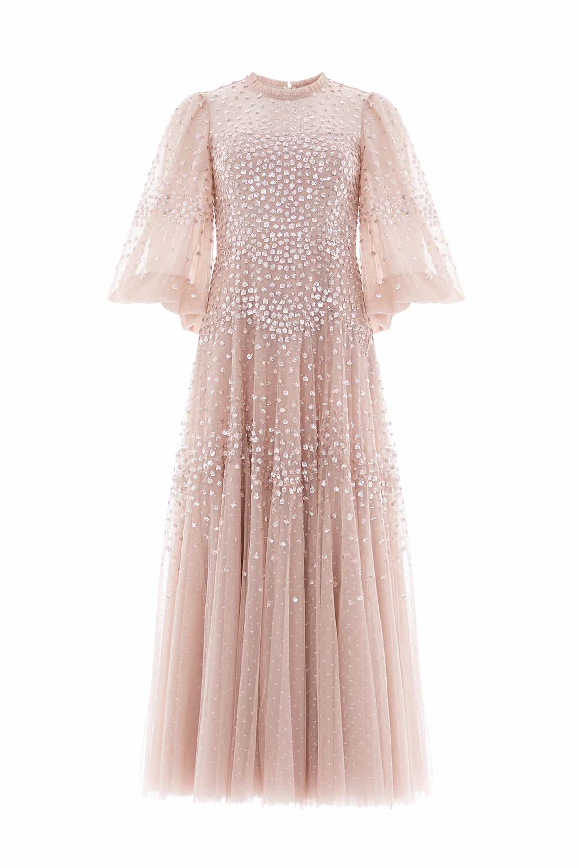 Scallop Sequin Round Neck Ankle Gown - Image 3