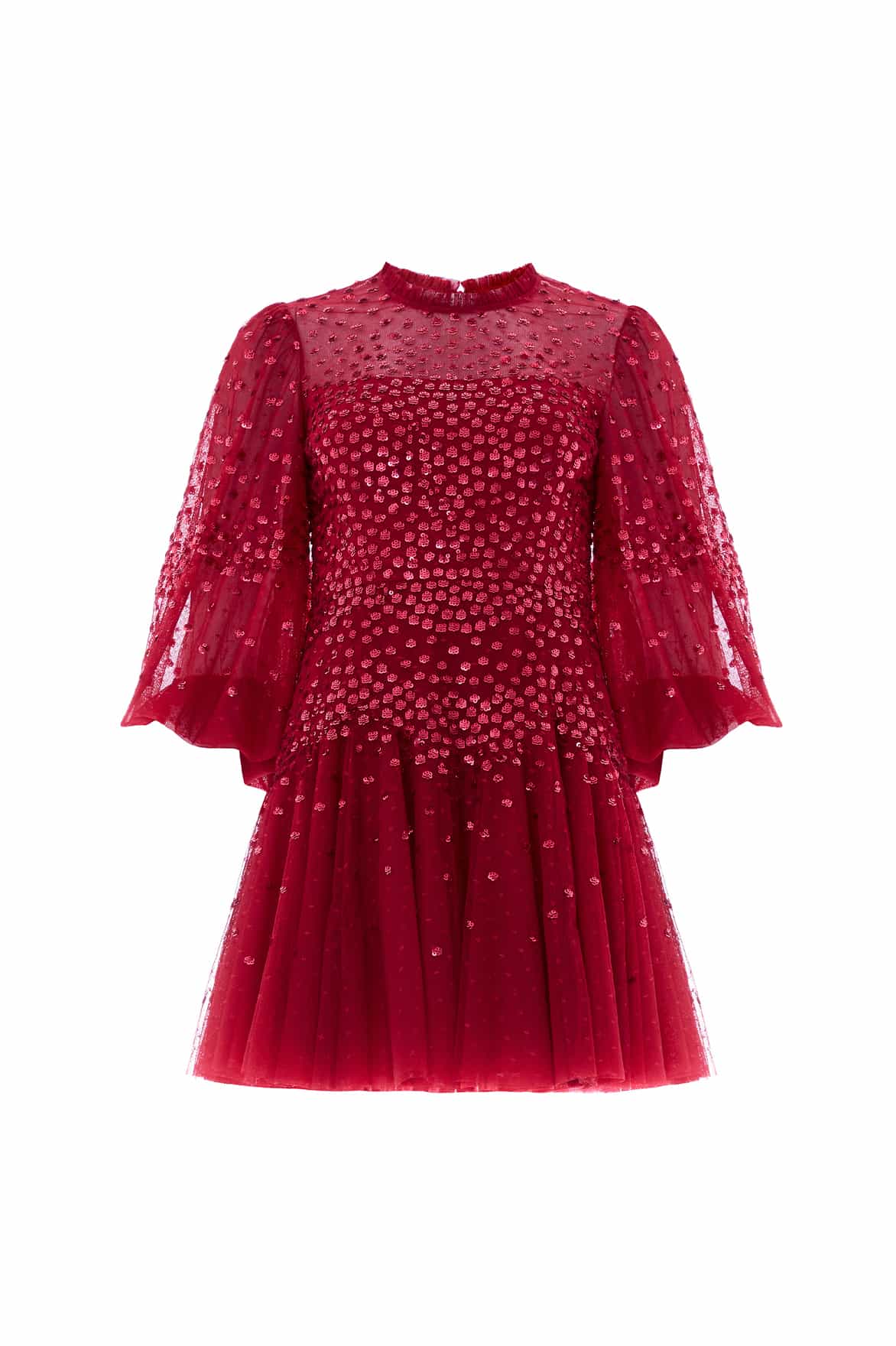 Scallop Sequin Round Neck Micro Mini Dress - Image 2