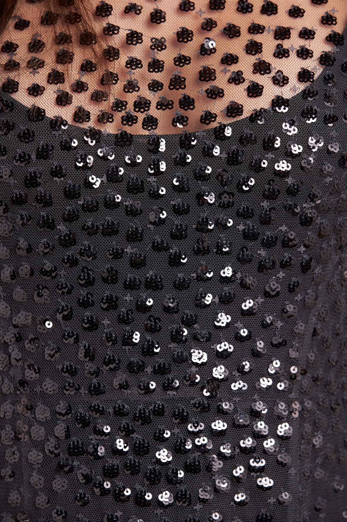 Scallop Sequin Sheer Bow Ankle Gown - Image 5