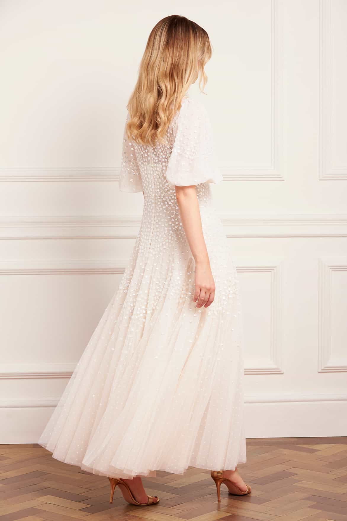 Scallop Sequin V-Neck Ankle Gown - Image 5