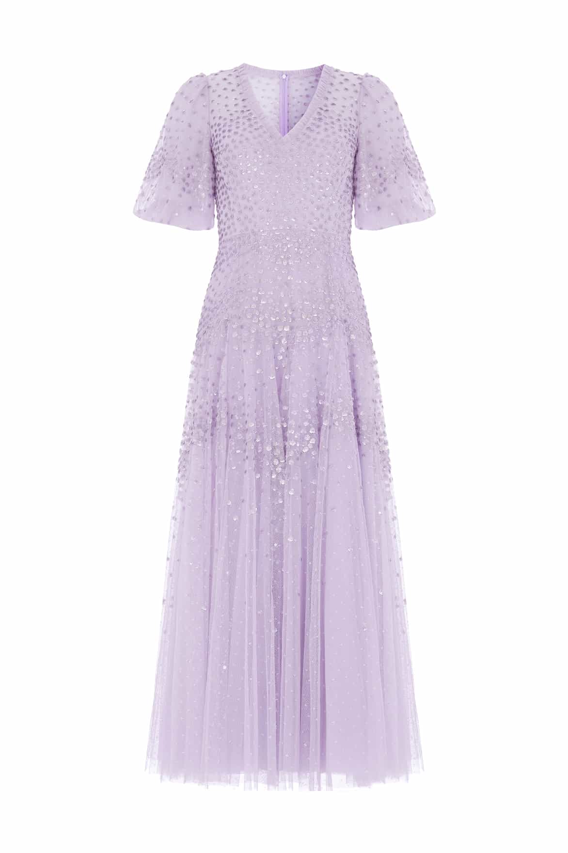 Scallop Sequin V-Neck Ankle Gown - Image 2
