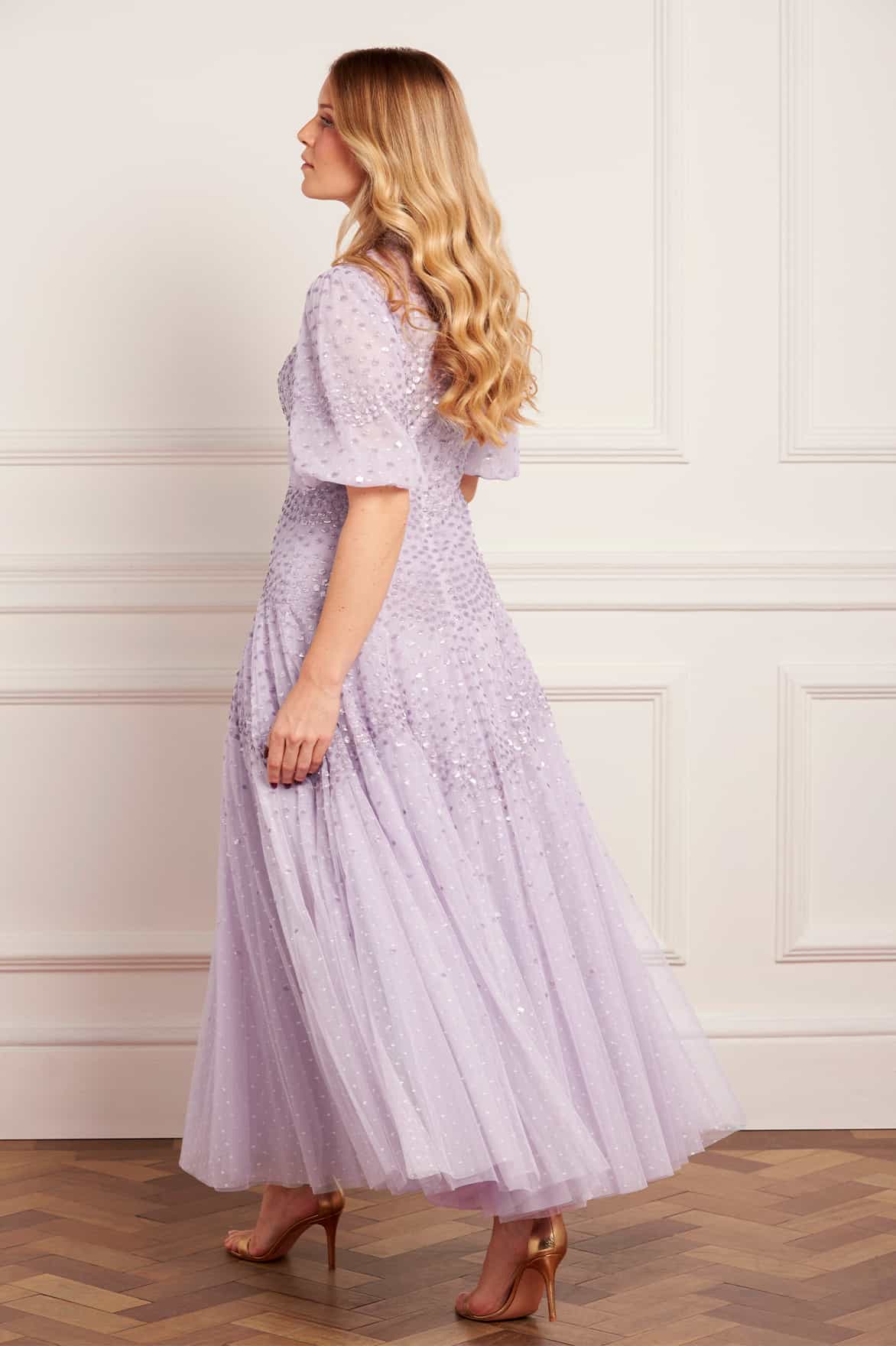 Scallop Sequin V-Neck Ankle Gown - Image 5