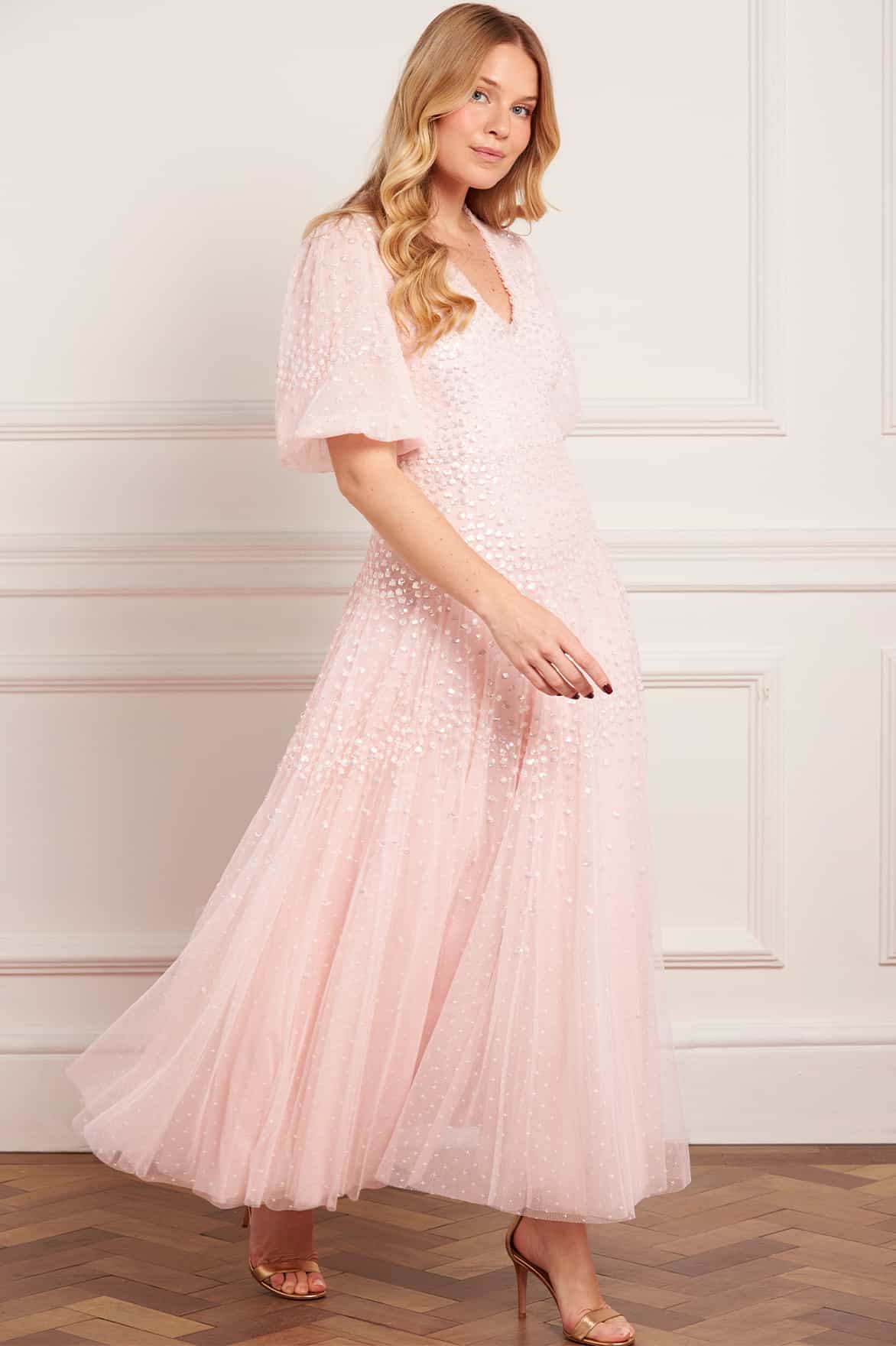 Scallop Sequin V-Neck Ankle Gown - Image 3