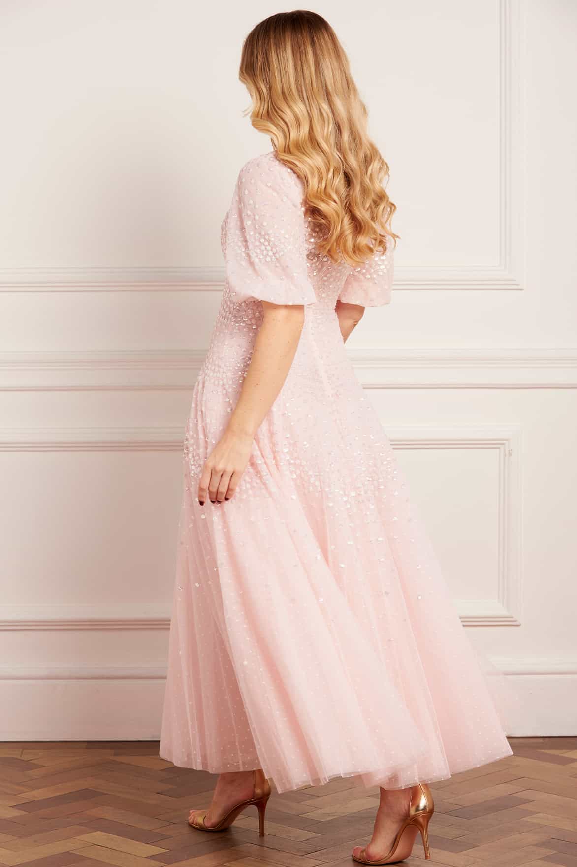 Scallop Sequin V-Neck Ankle Gown - Image 5