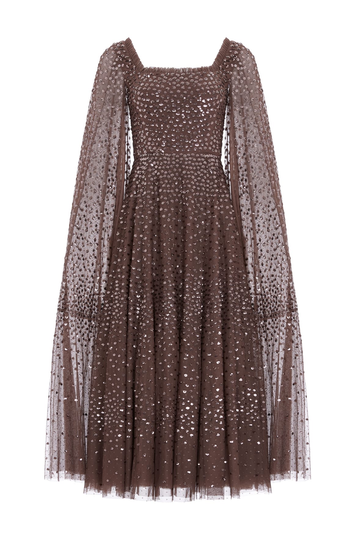 Scatter Dot Cape Sleeve Ankle Gown - Image 3