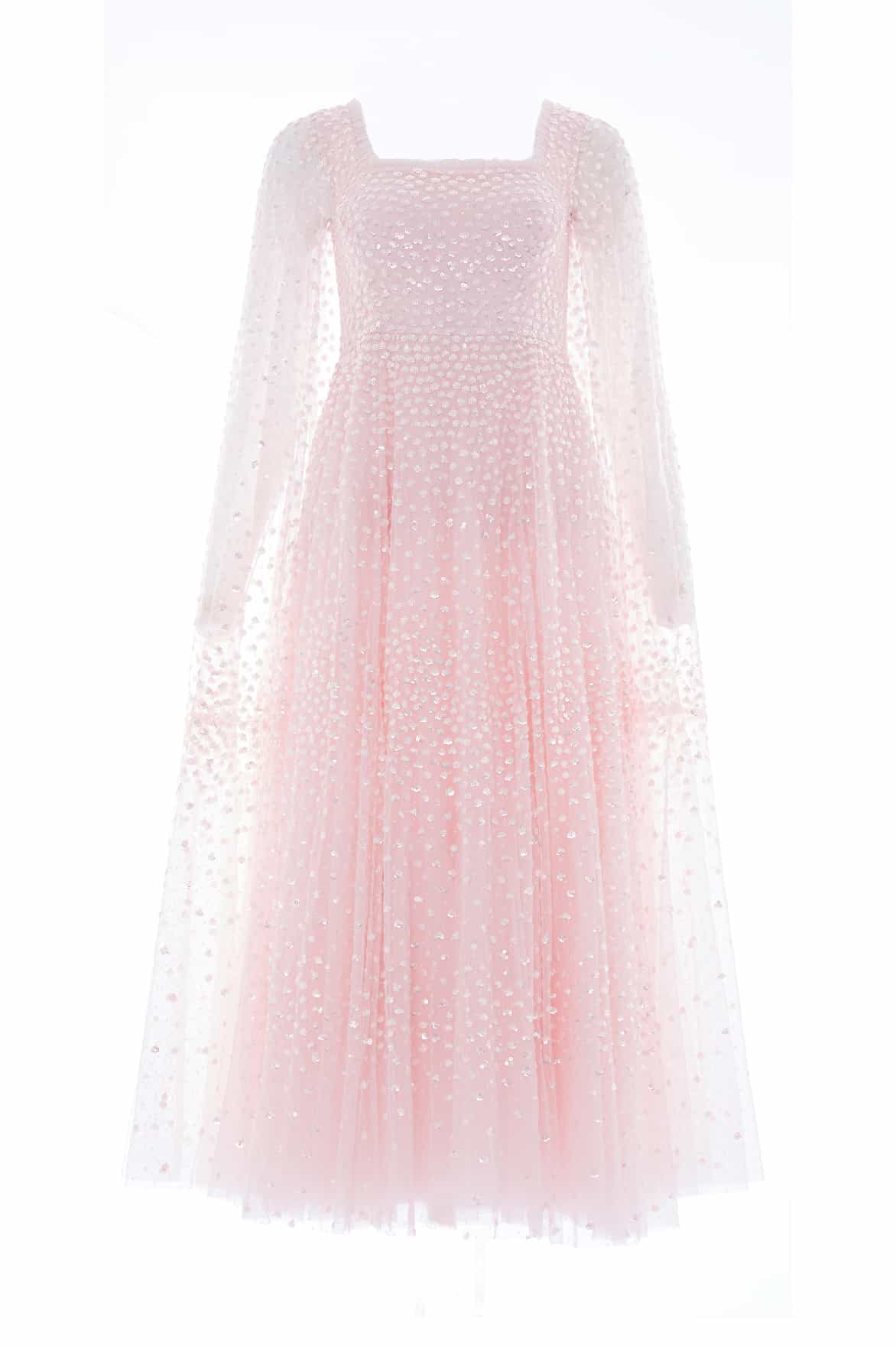 Scatter Dot Cape Sleeve Ankle Gown - Image 2