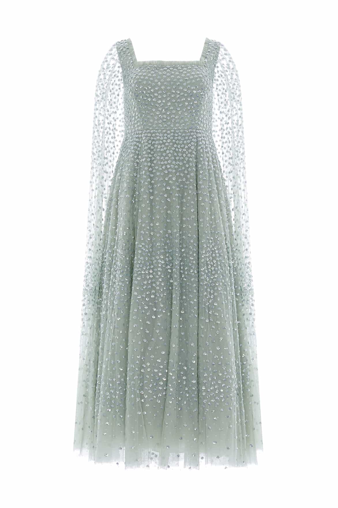 Scatter Dot Cape Sleeve Ankle Gown - Image 2