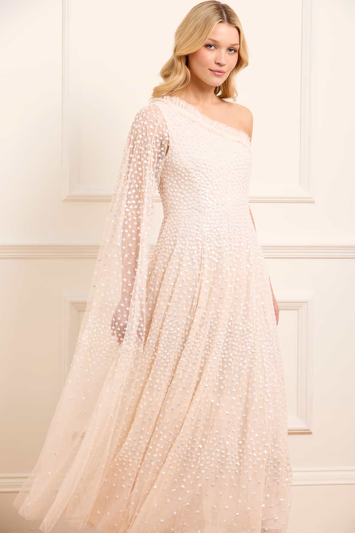 Scatter Dot One-Shoulder Ankle Gown - Image 2