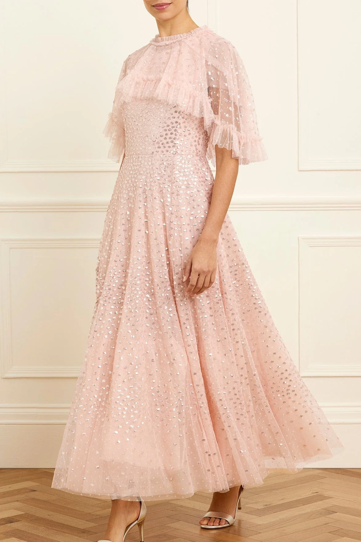 Scatter Dot Short Cape Ankle Gown - Image 2