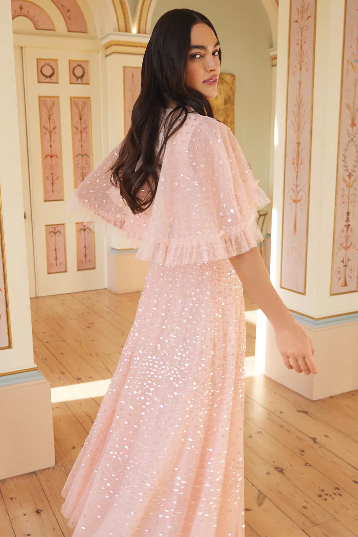 Scatter Dot Short Cape Ankle Gown - Image 8
